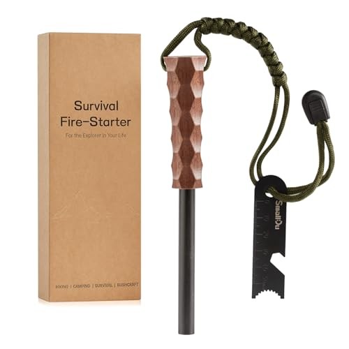 Ferro Rod Fire Starter, Survival Flint and Steel Fire Starter Kit Black Walnut