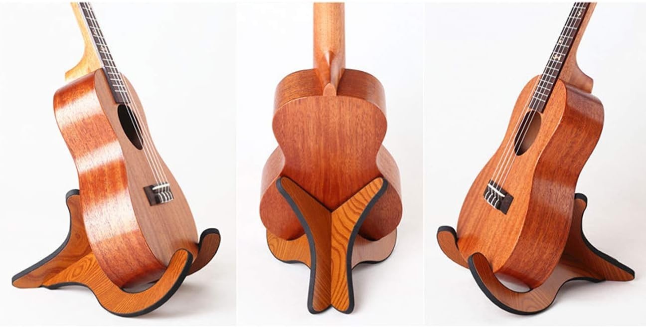 "Wooden Ukelele Stand Holder Musical Instrument Stand Concert Portable Brown "