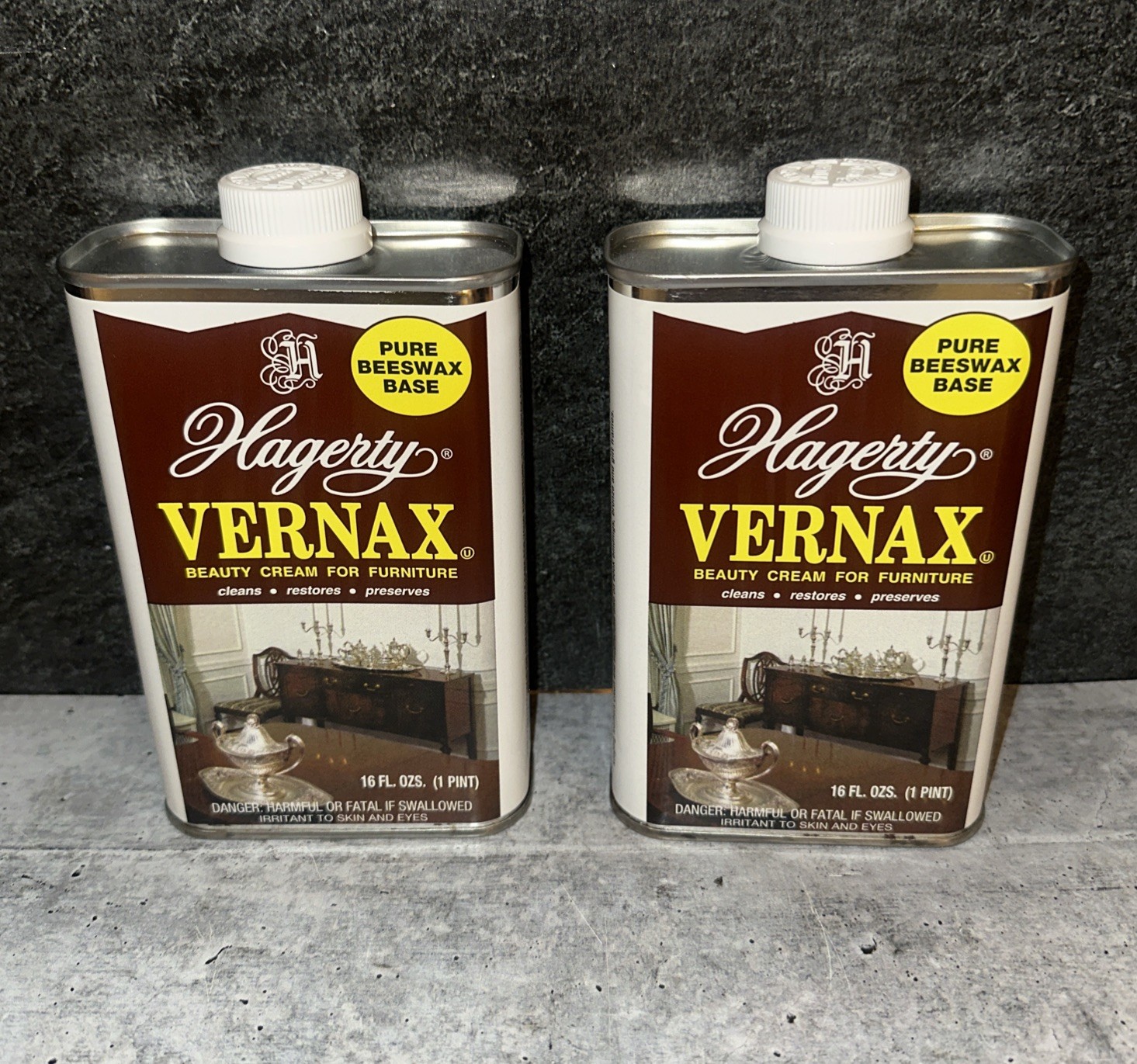 2 Lot Hagerty Vernax Furniture Polish Beeswax Bees Wax