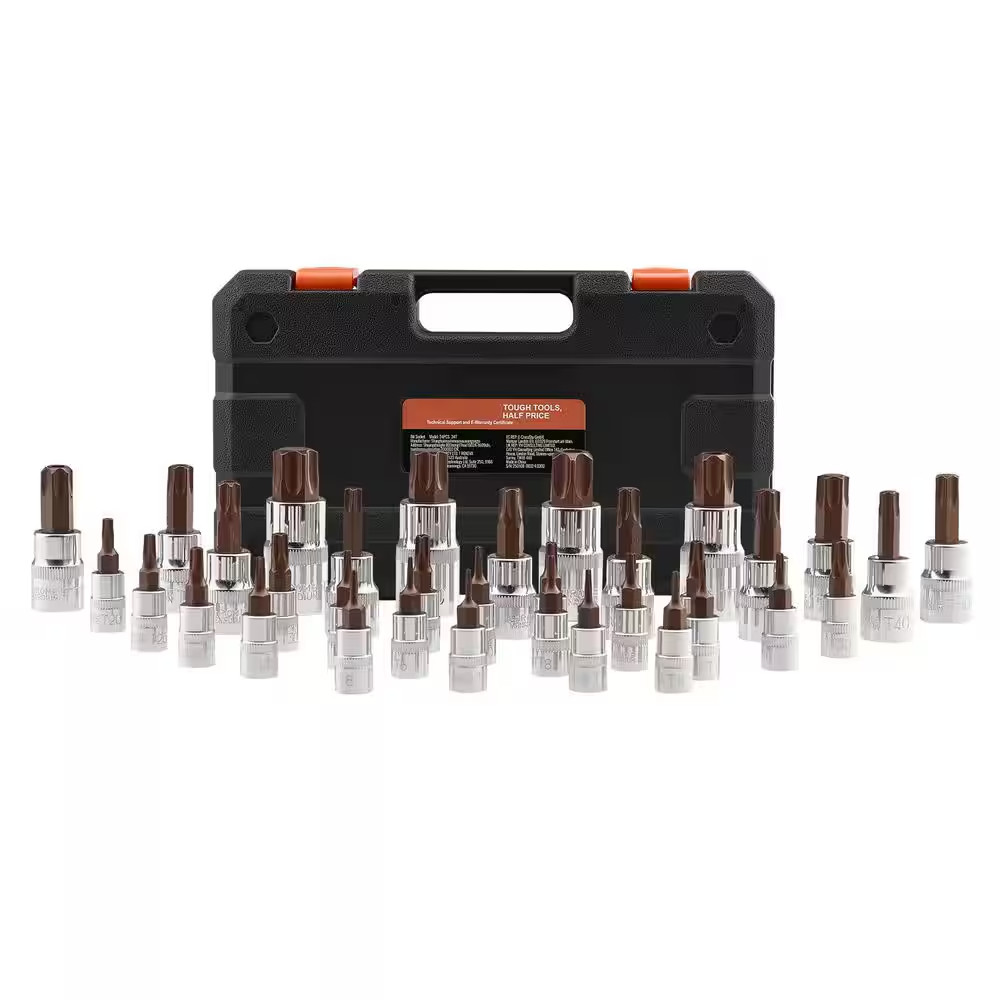 Torx Bit Socket Set, 34-Piece Solid Star and Tamper Proof T6-T70, S2 Alloy Steel