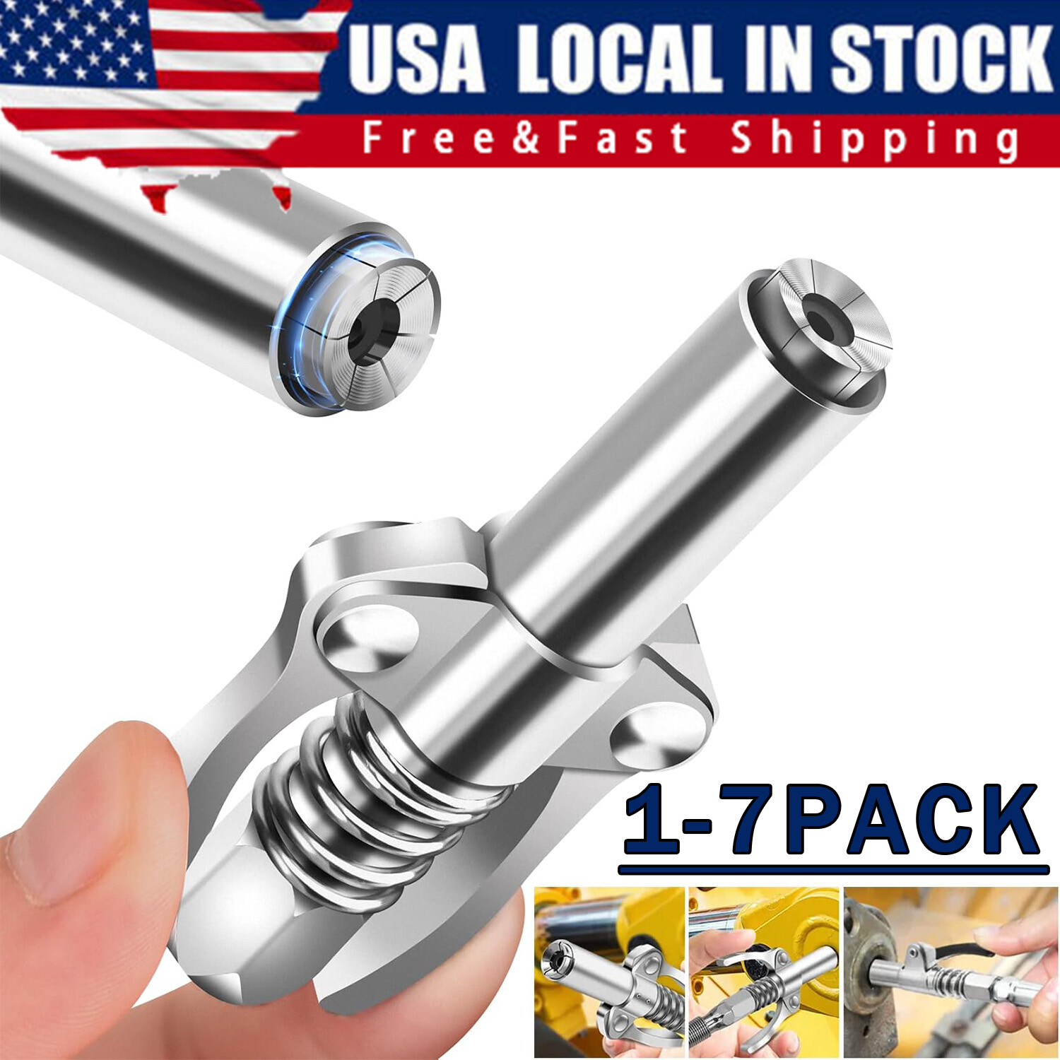 Grease Gun Coupler Double Handle High Pressure Quick Release Lock Oil Nozzles