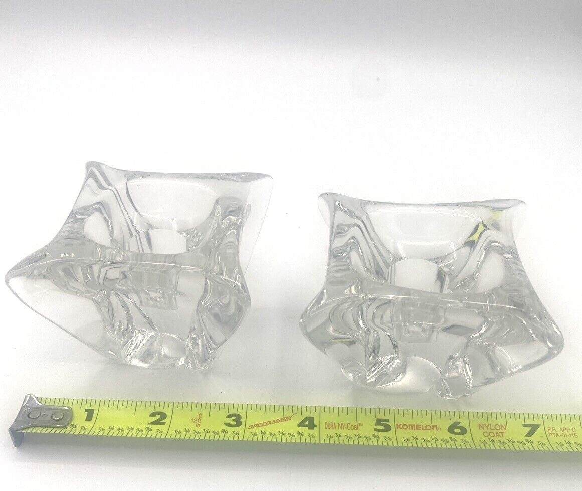 Glass Crystal Taper Candle Holders Square Cube 2”3” Wide