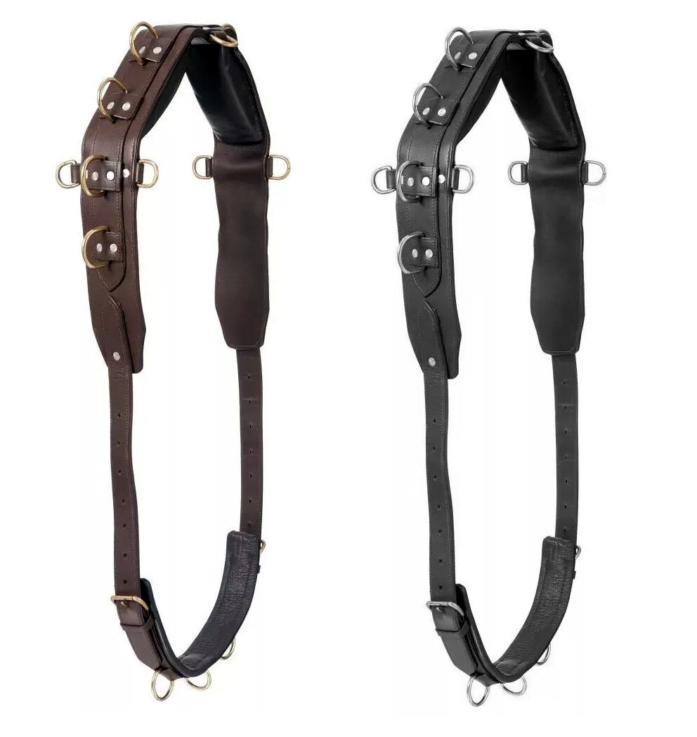 Heavy Leather Horse Training Surcingle Adjustable Girth Padding Free Shipping