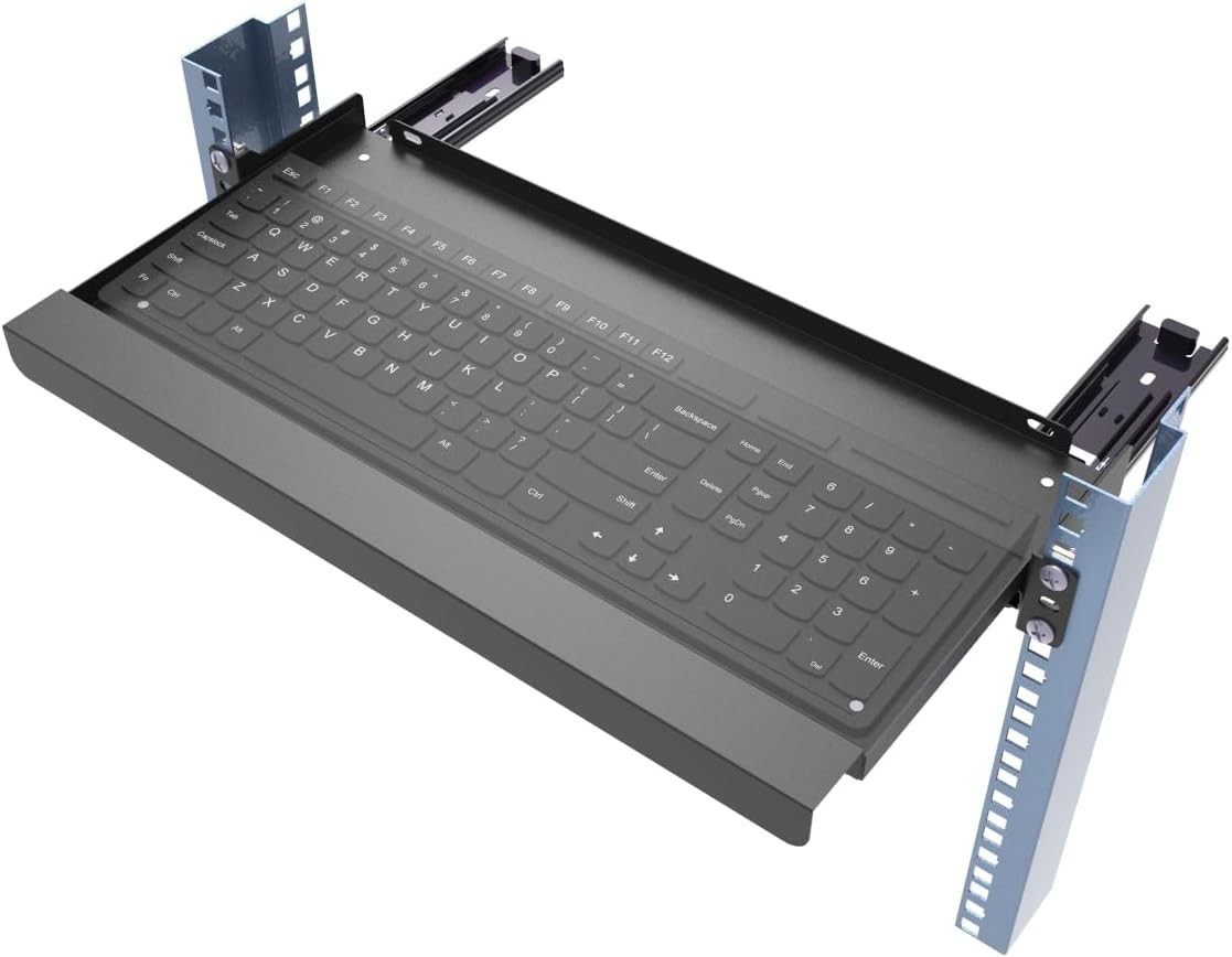 1U Keyboard Tray 8"Deep -Universal 19"Rack Mount Sliding Shelf for Network
