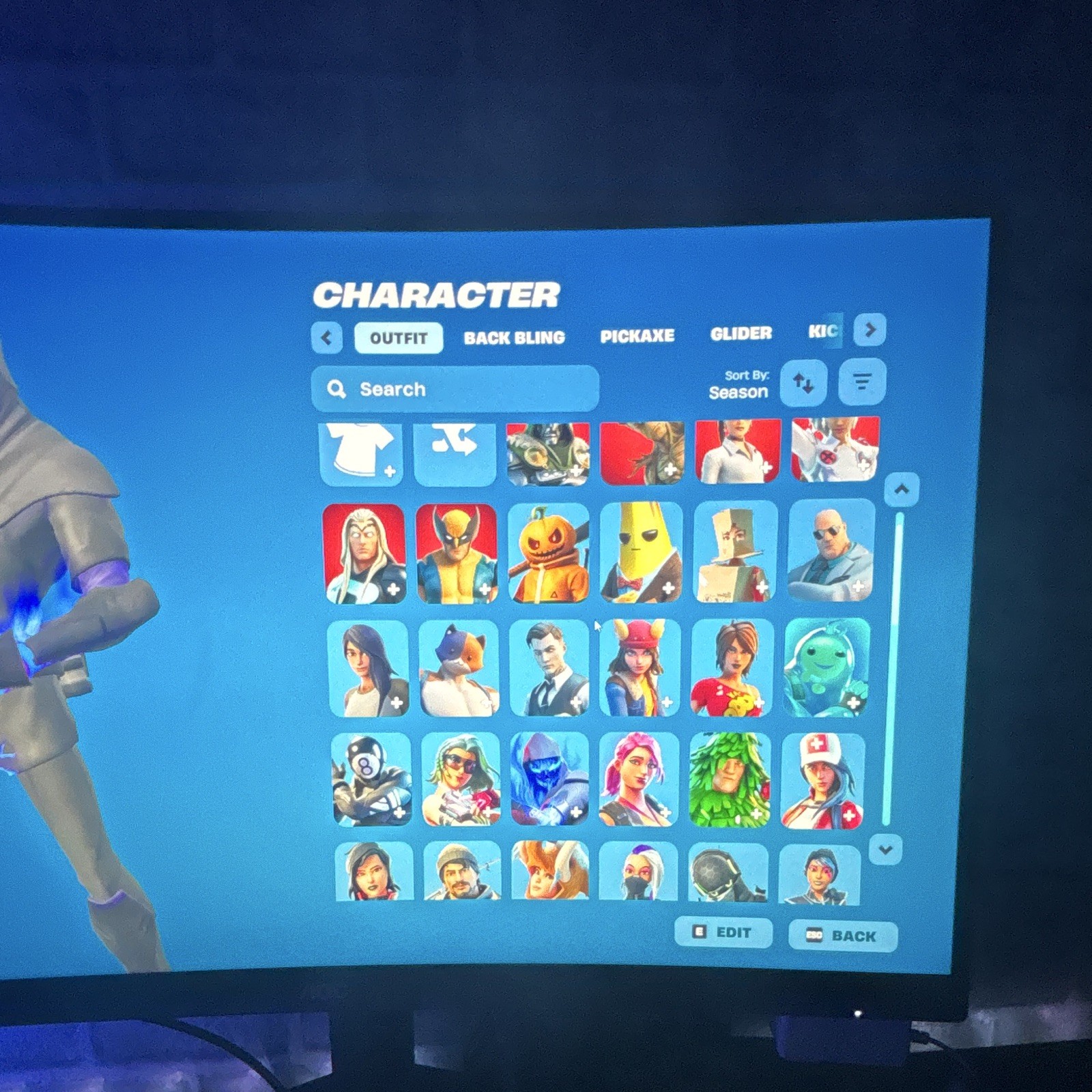 Fortnite account and dark vertex Emotes Take The L, Laugh It Up, Orange Justice
