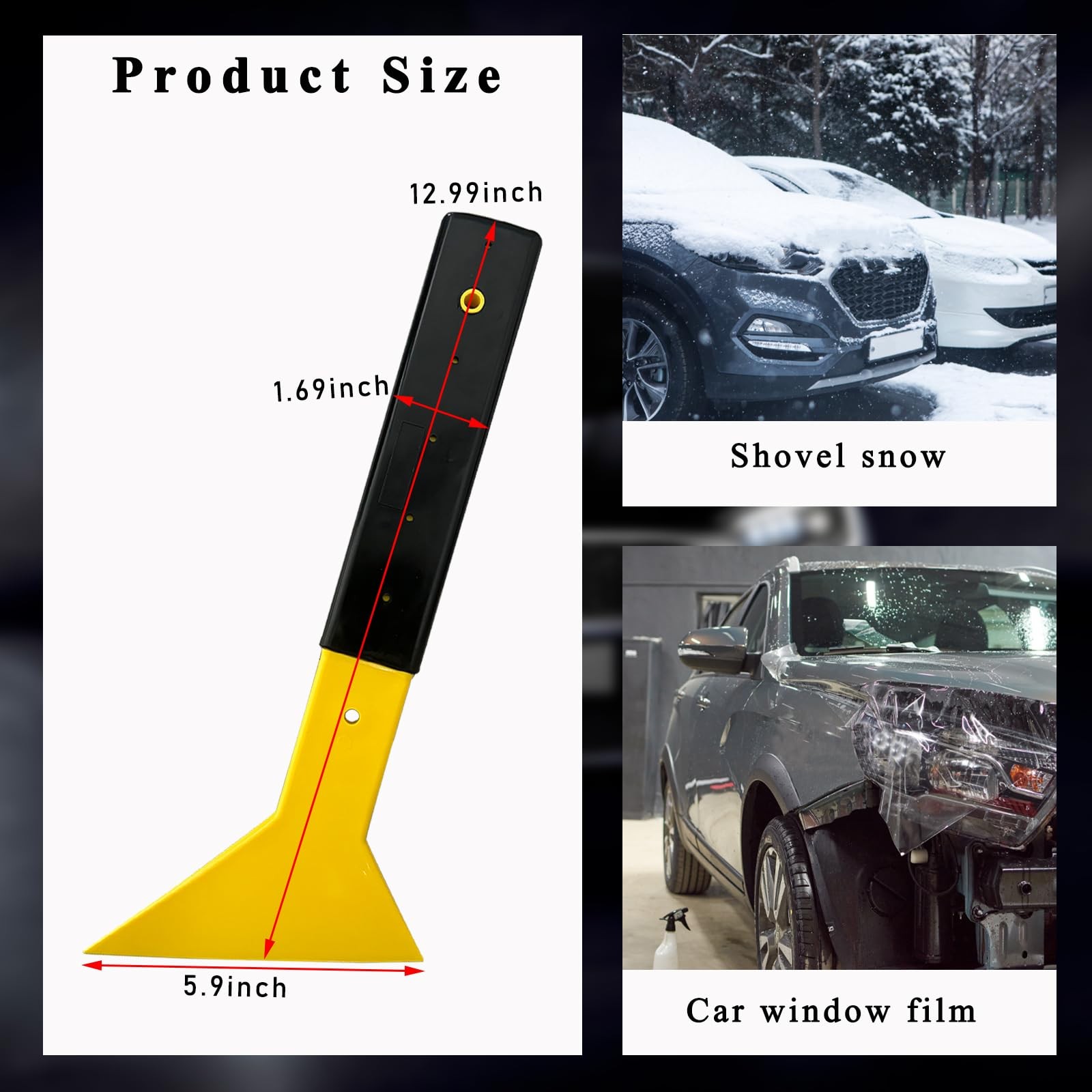 Dickno Window Tint Squeegee, Triangle Tinting 12.99×5.91 inches, Black