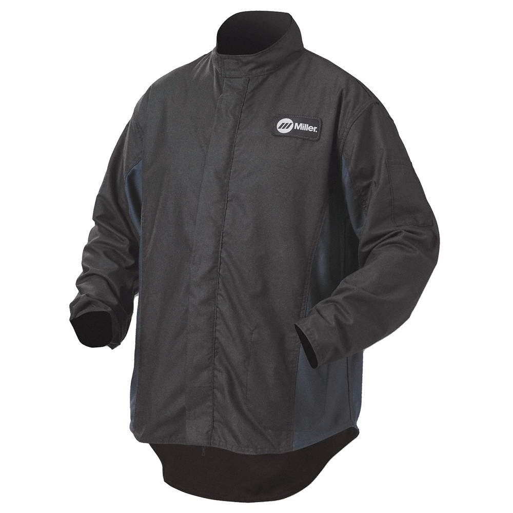 MILLER ELECTRIC 247117 Welding Jacket,XL,30",Black/Navy 10N010