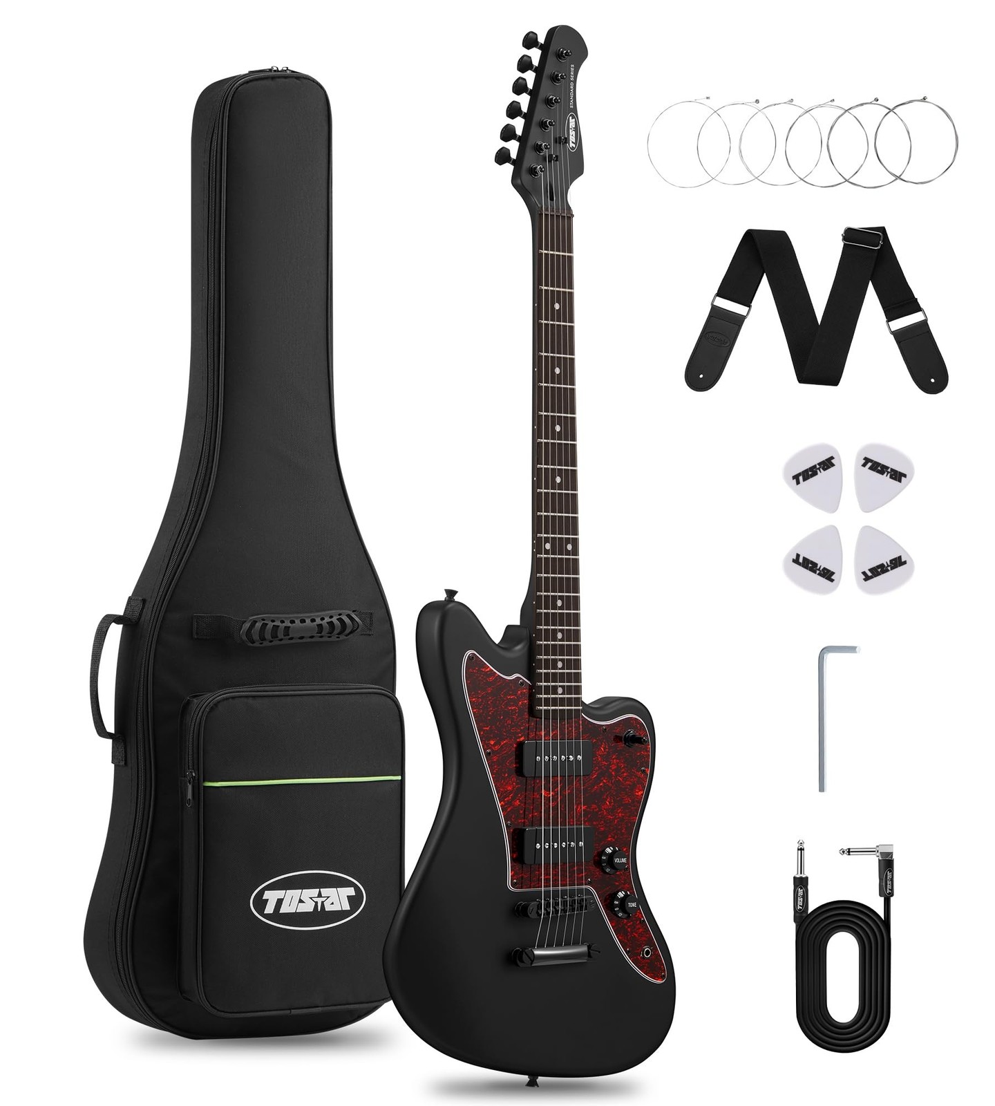 Tostar 39" Solid Body Electric Guitar for Beginner & Intermediate, P90-SBK | ...