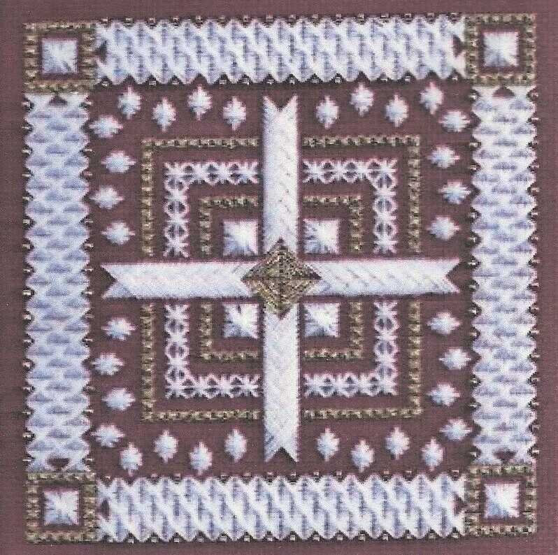 RHAPSODY ON RED--White Specialty Stitching--Cross--Gold--Counted Canvas Pattern