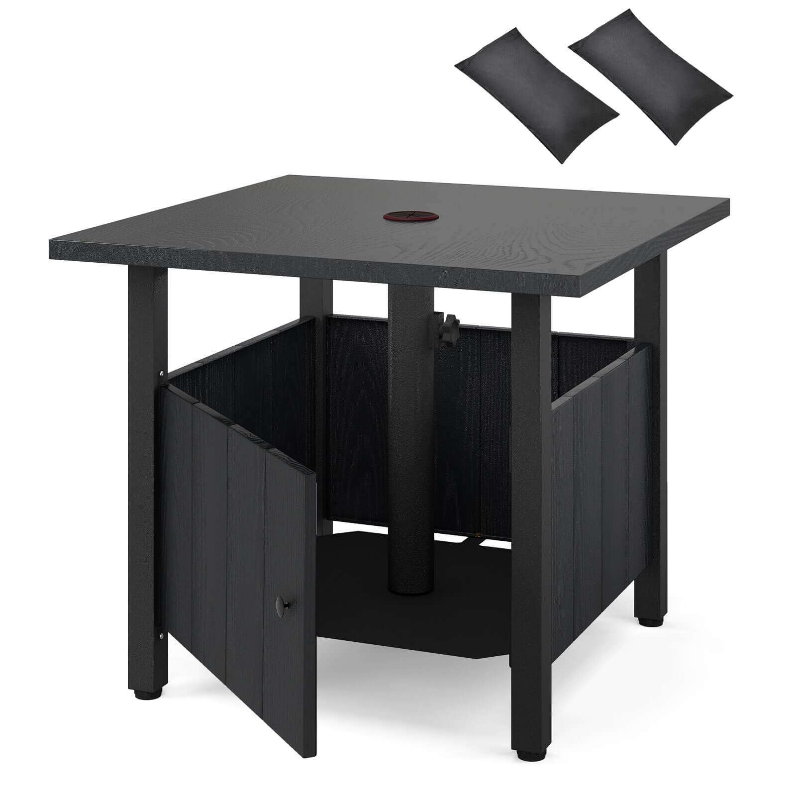 Outdoor Side Table with 1.89" Umbrella Hole Patio Umbrella Table Base Stand