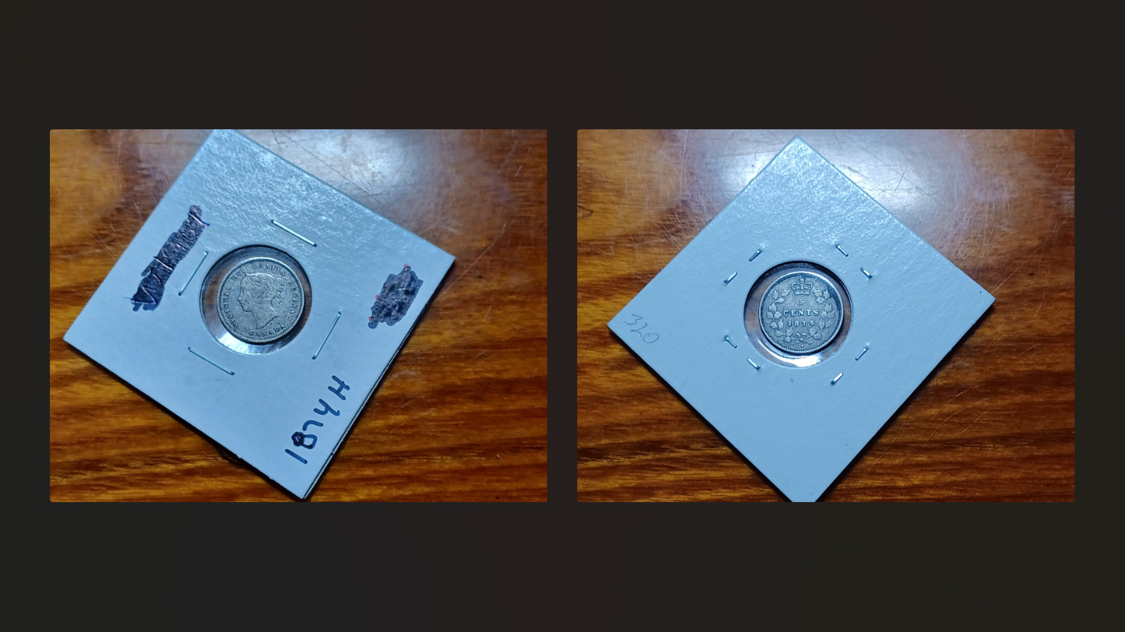 😎 "RAW & RARE" 1874-H STERLING SILVER 5c Five Cents Coin Canada ~CROSSLET 4~ 😎