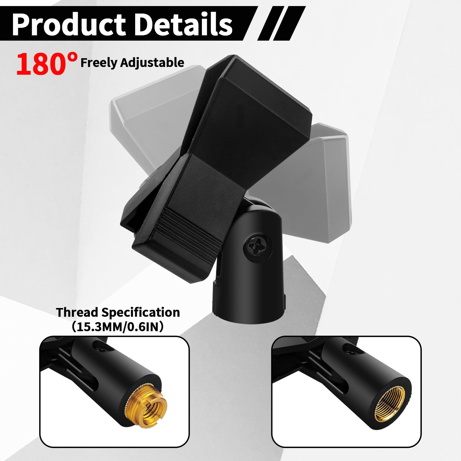 4 Pack Universal Adjustable Mic Clips for Stands, Wireless Microphone Holder ...