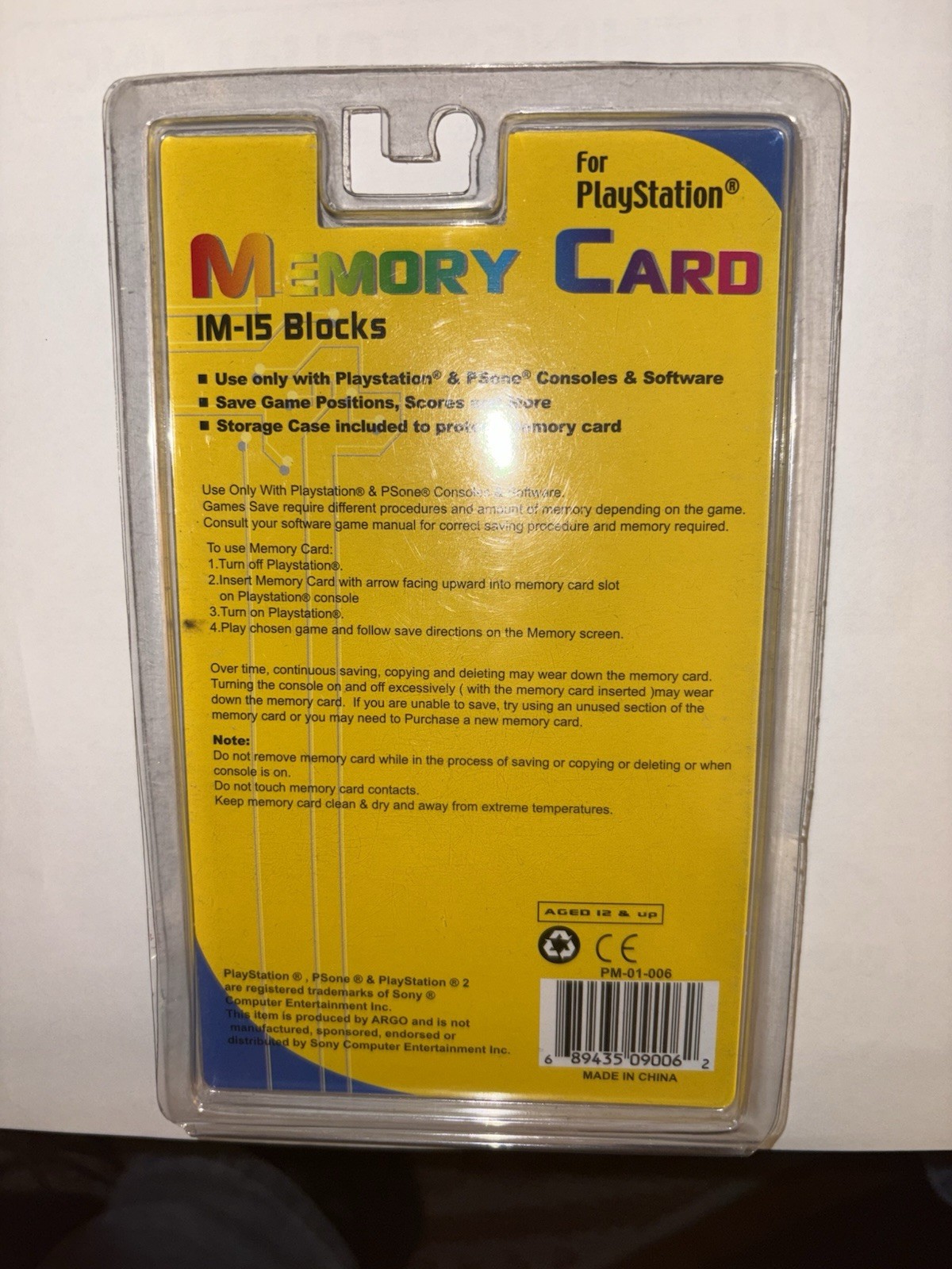 NEW Argo 1 Mega Memory Card For PlayStation With Gameboy Keychain