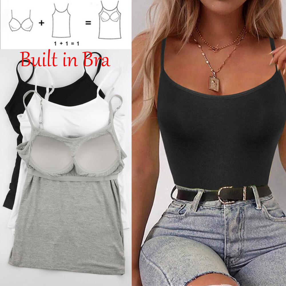 Women's Tummy Control Cami Tank Top Slimming Body Shaper Vest with Built in Bra