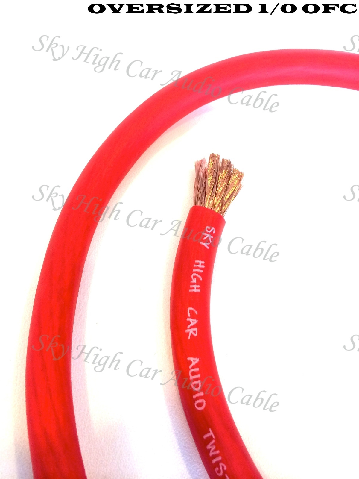 10 ft OFC 1/0 Gauge Oversized RED Power Ground Wire Sky High Car Audio