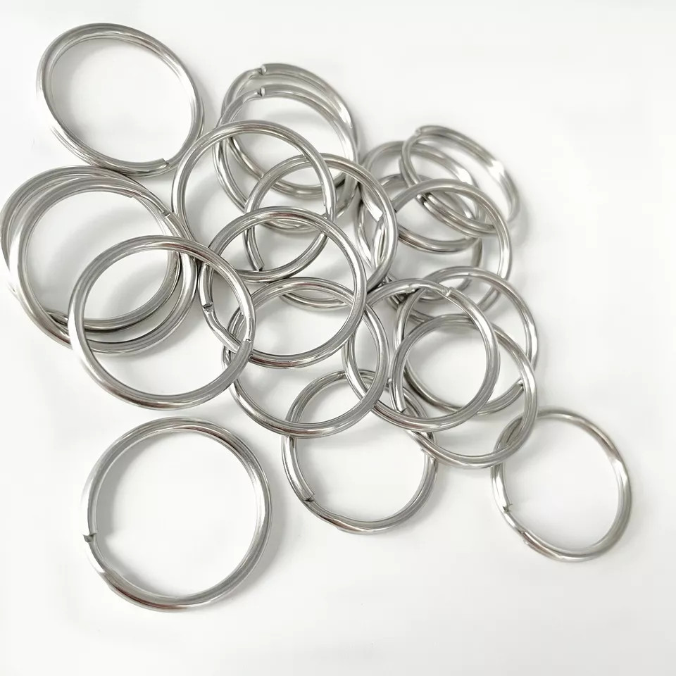 50XStainless Steel Key Ring Split Ring Solid Round Wire Keyring Key chain 6-38mm