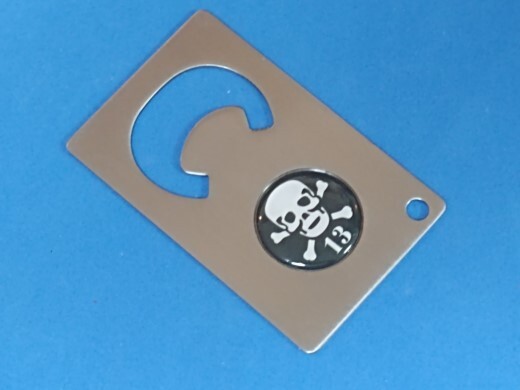 SKULL & CROSSBONES 13 LOGO CREDIT CARD BOTTLE OPENER #253