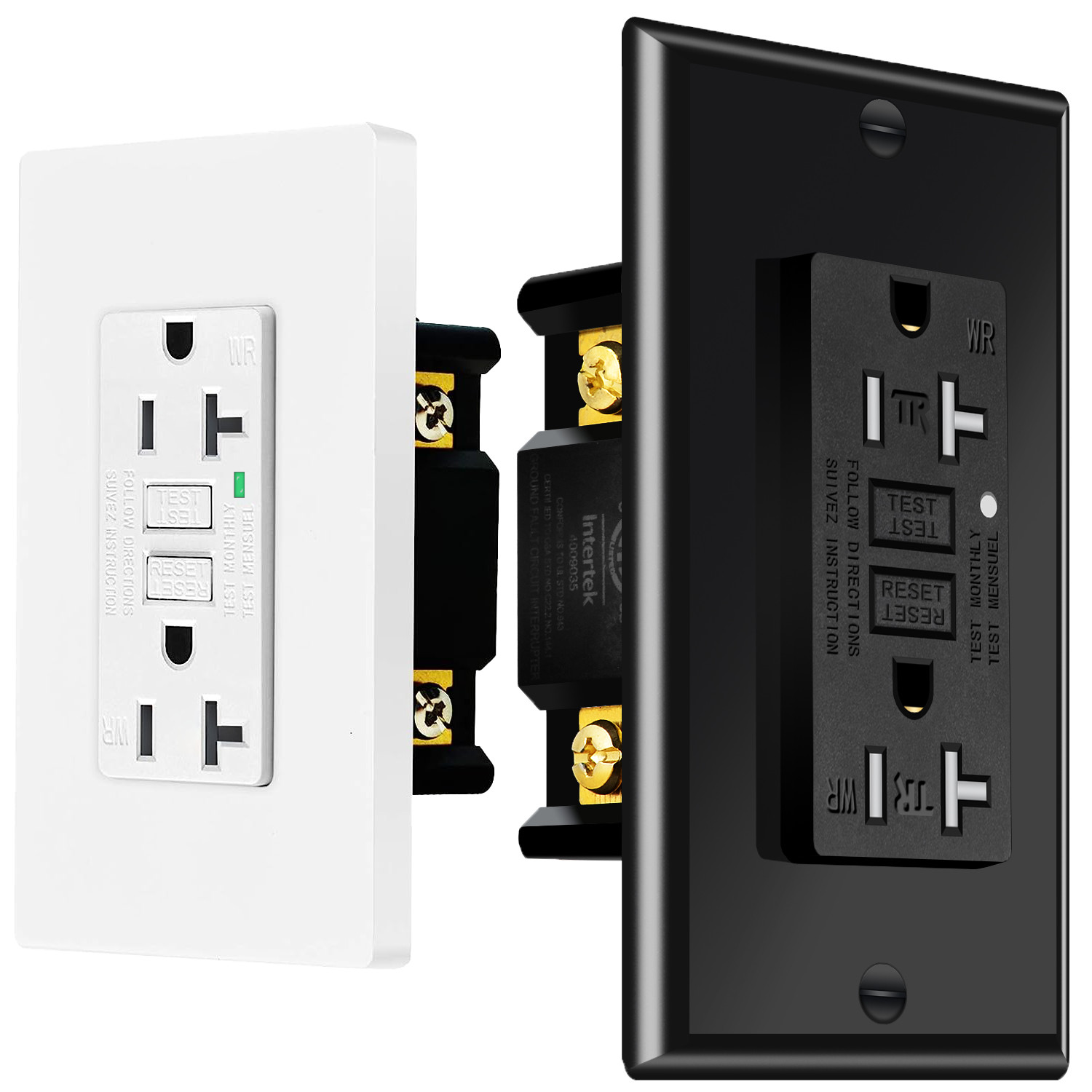 20AMP GFCI Outlet Receptacle Tamper Resistant ETL Listed White GFI TR WR GFCI