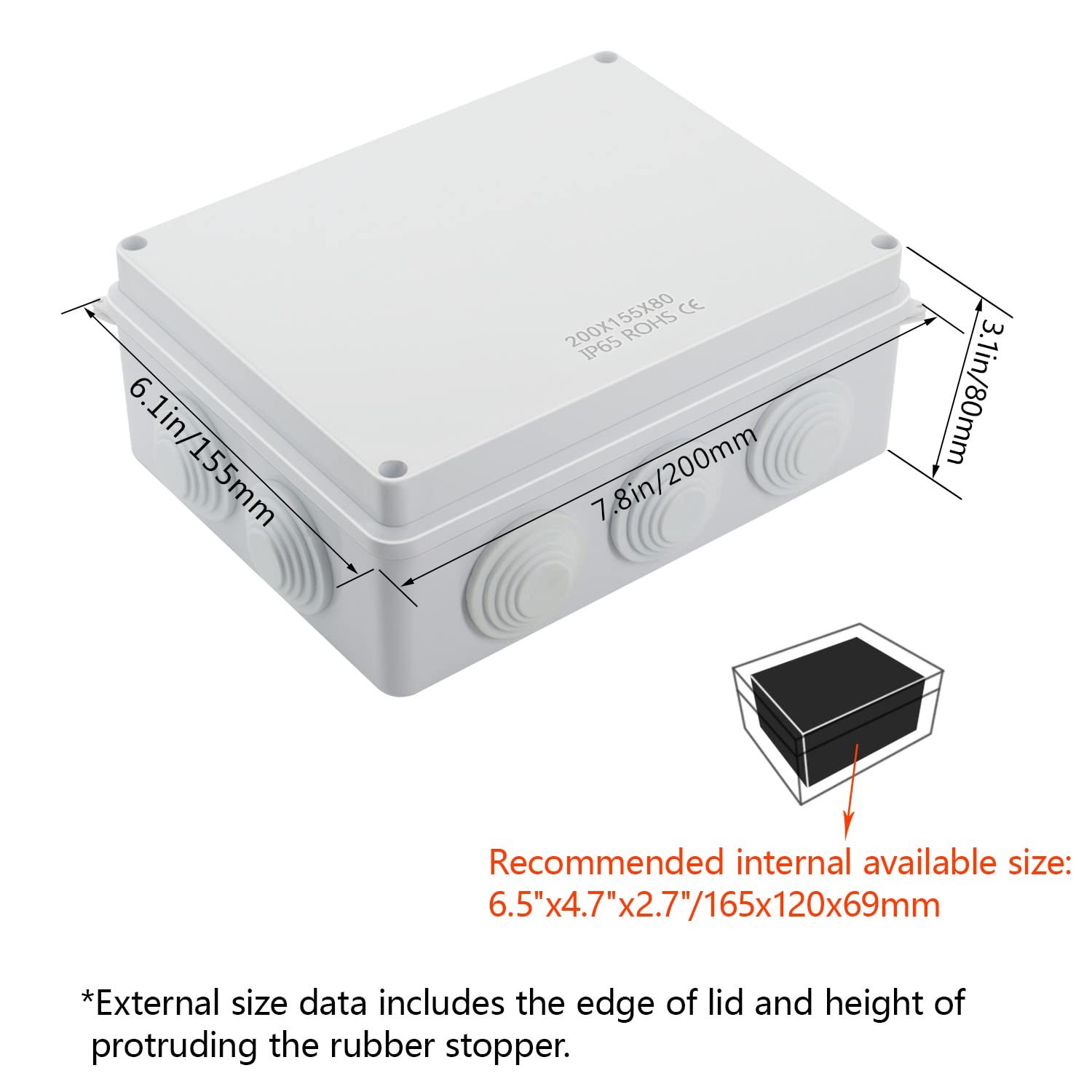 LeMotech ABS Plastic Dustproof Waterproof 7.8" x 6.1" x 3.1" (1pc), white