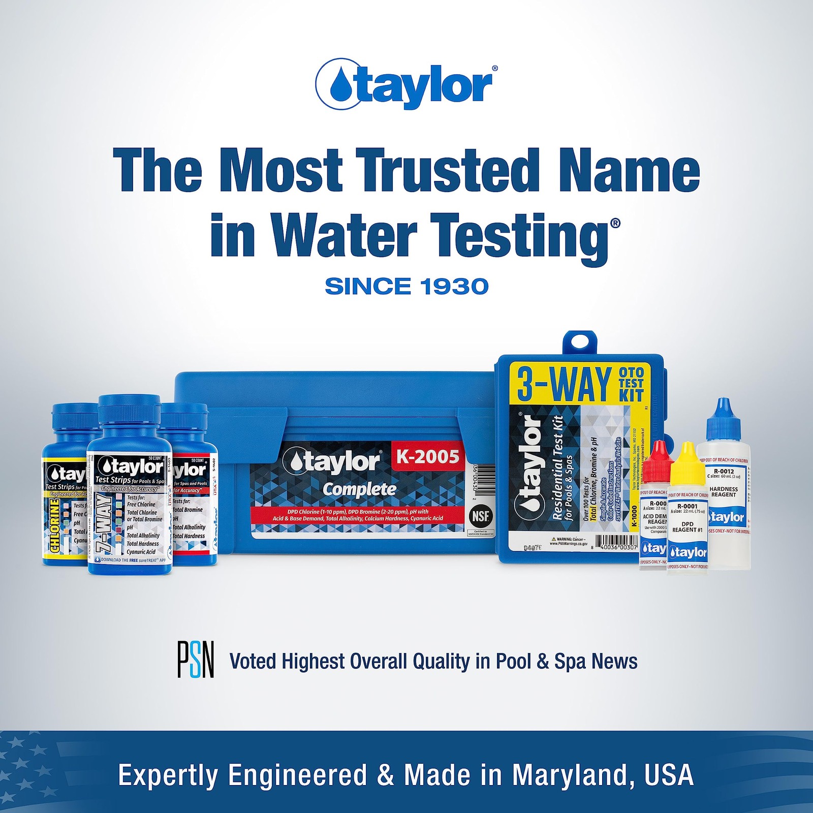 Taylor Complete Pool & Spa Test Kit High Range K2005C 2 oz Reagents