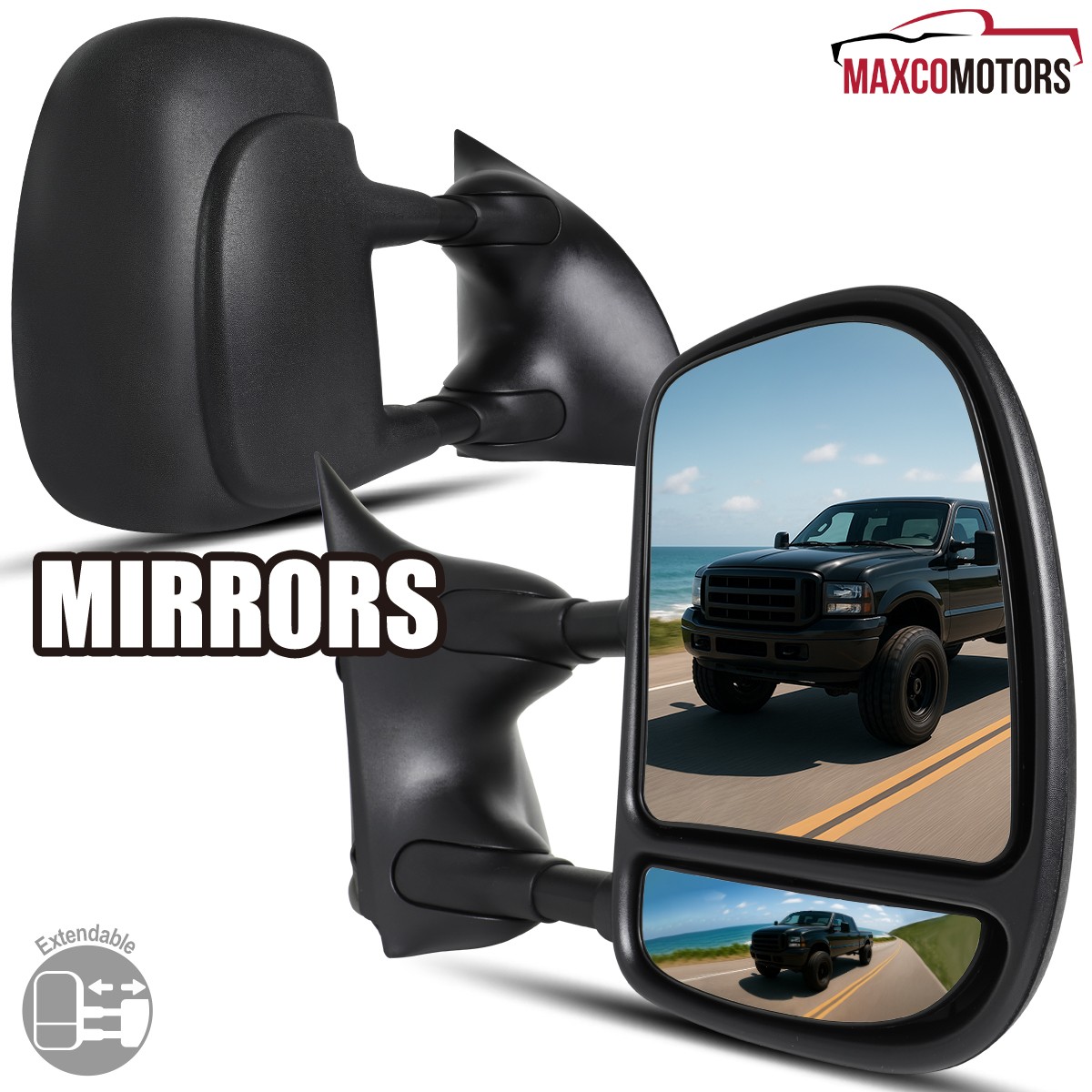 Towing Side Mirrors Fits 1999-2016 Ford F250 F350 F450 Super Duty Manual Pair