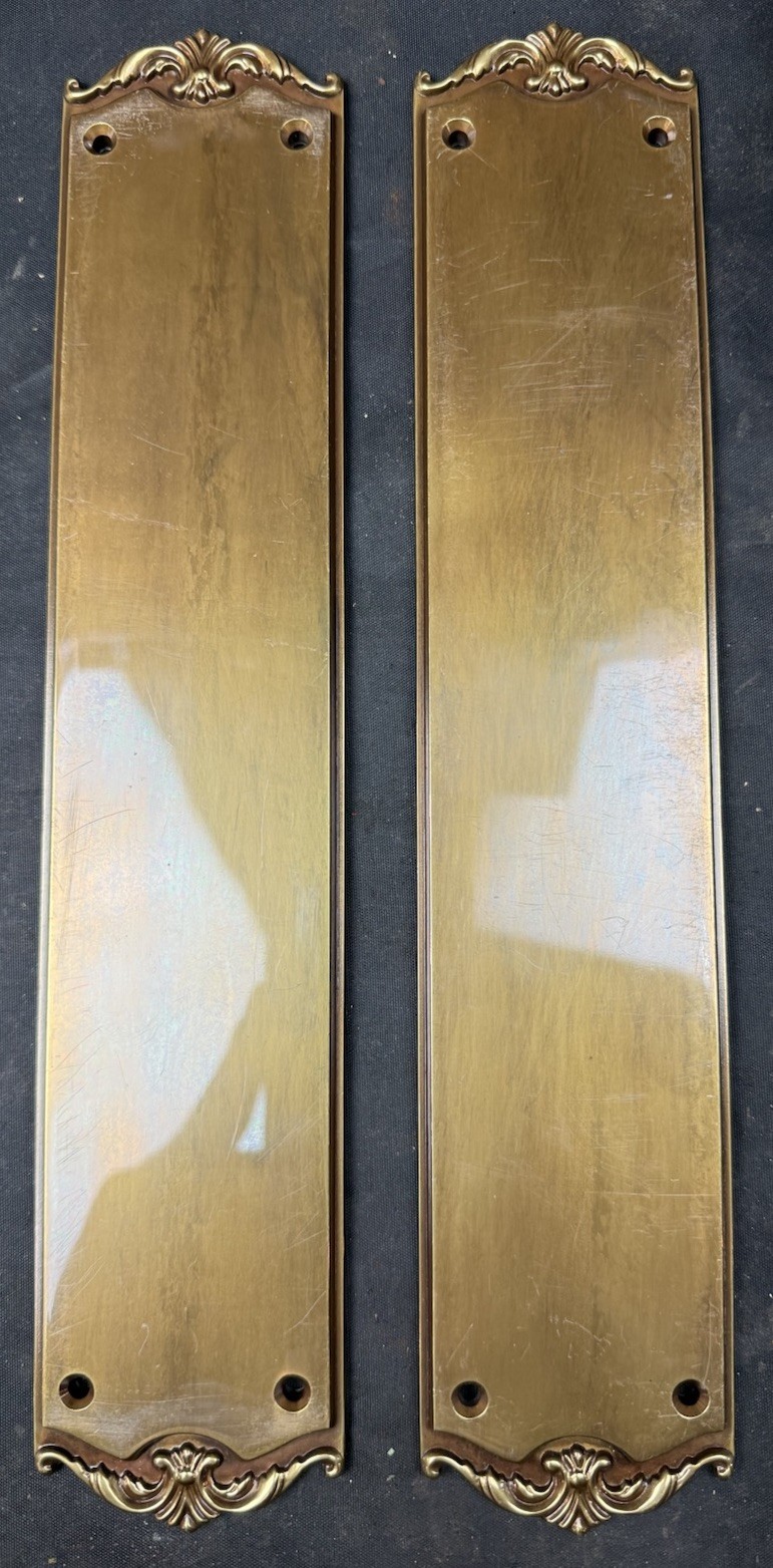 Pair Of Beautifully Cast Period Brass Push Plates / Finger Plates Stunning