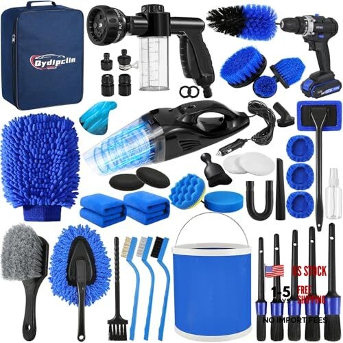 45Pcs Car Detailing Kit - Car Detailing Brush Set - Car Wash Cleaning - Blue
