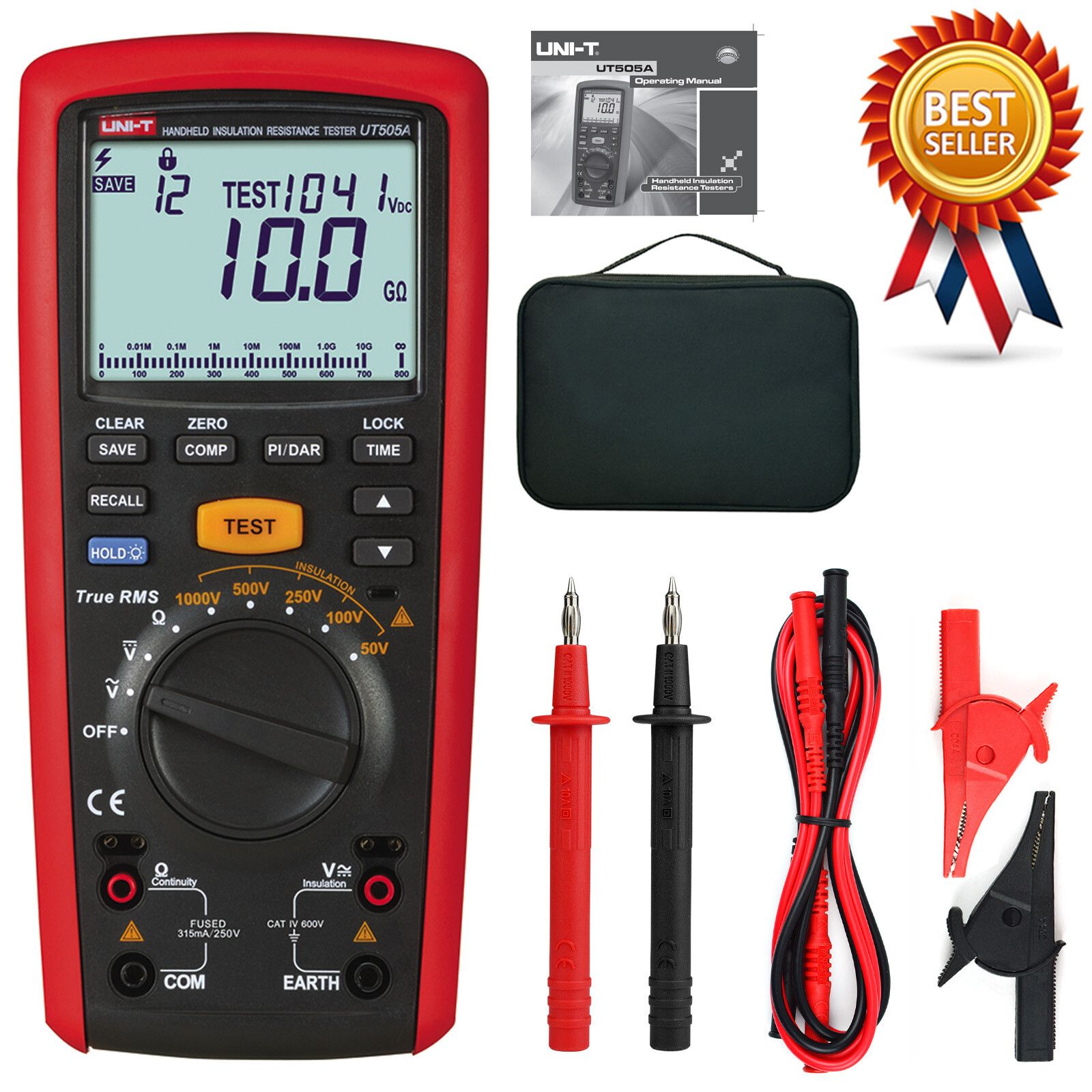 UNI-T UT505A 1000V Handheld True RMS Megger Isolation Resistance Tester Mult