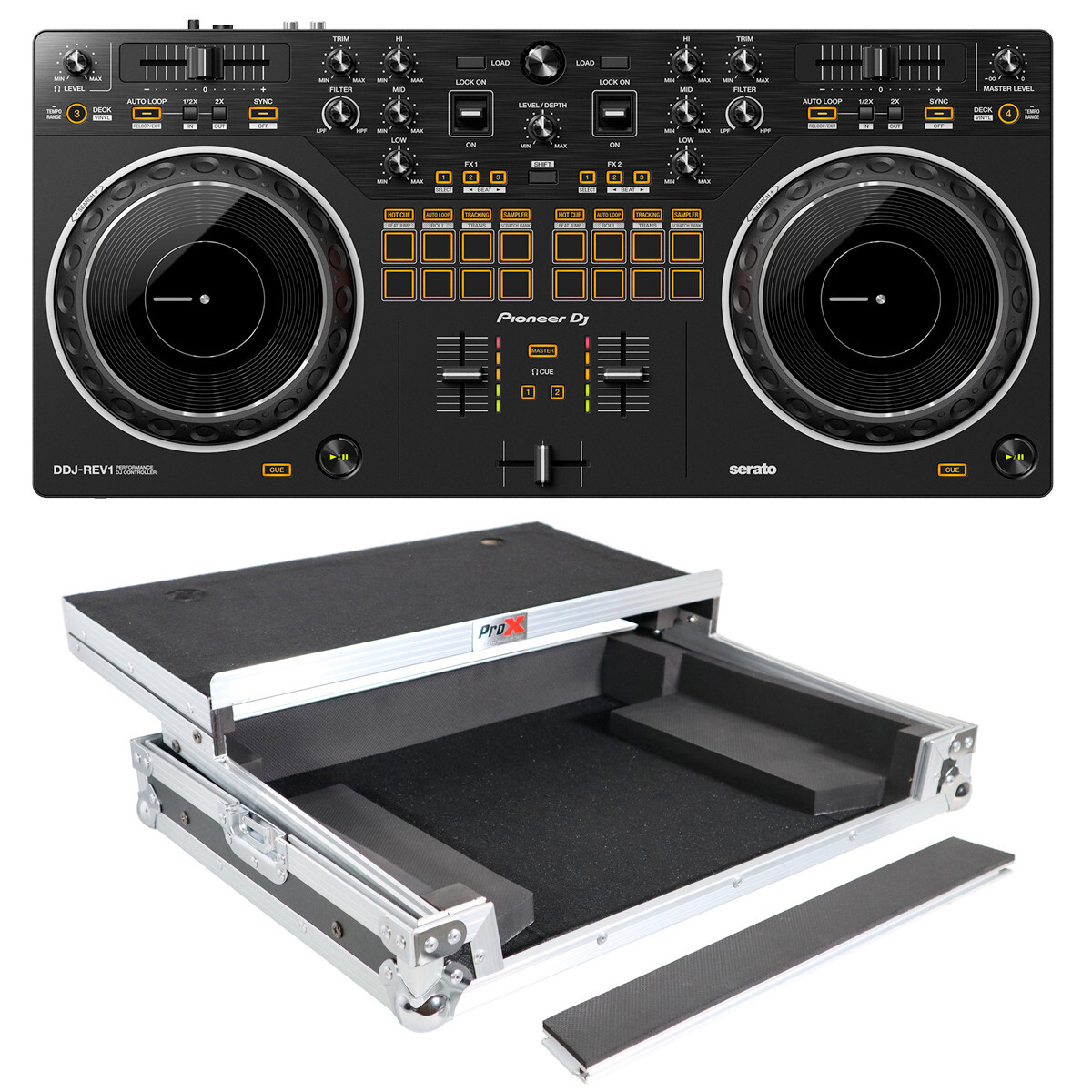 Pioneer DDJ-REV1 Scratch-style 2-channel DJ controller (BLACK) w/ ProX Case