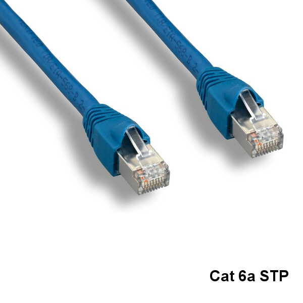 KNTK Blue 10ft Cat6A STP Cable Shielded 10Gbps 24AWG 600MHz Networking RJ45