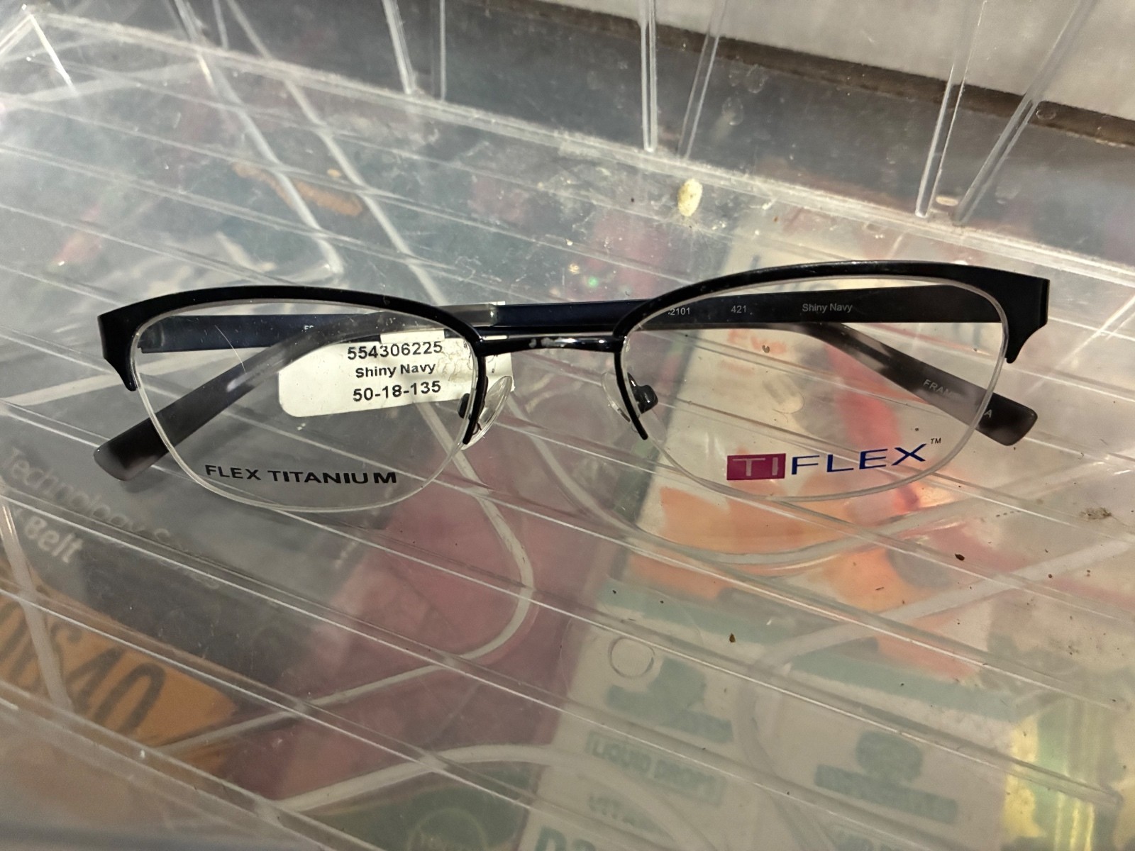 TI FLEX Shiny Navy Flex Titanium Eyeglasses - Very Good Condition