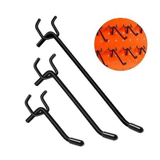 60 ganchos negros para tablero de clavijas, gancho de pared 2/4/6 Inch-60Pack