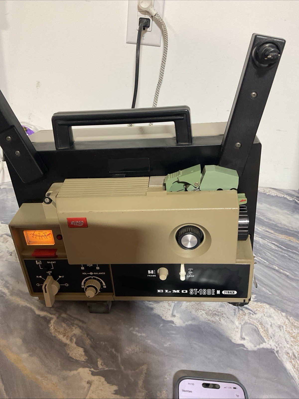 Elmo ST-180E M 2-Track Super 8 Movie Projector - AS IS See The Photos And Video
