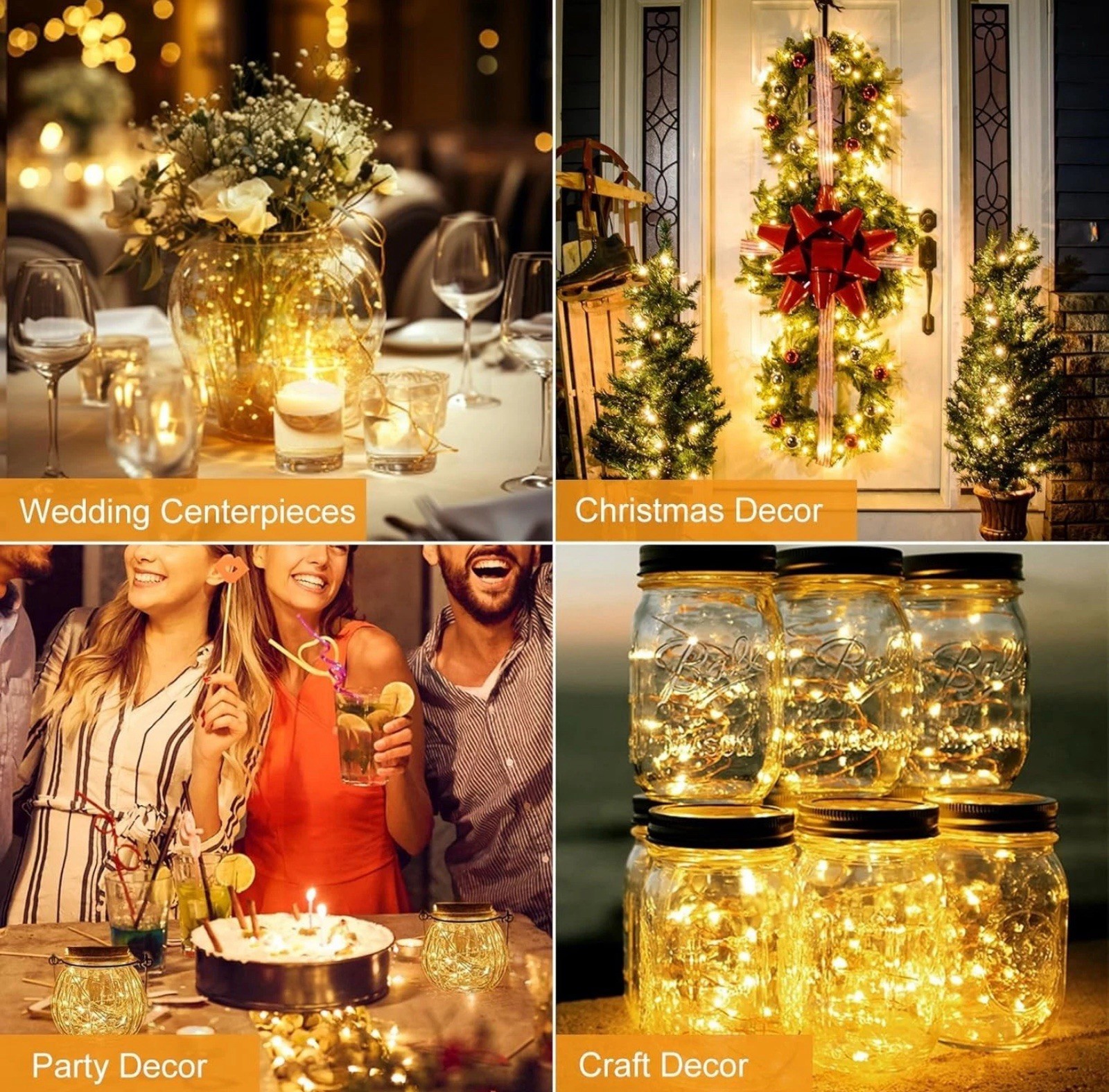 15 Pack Warm White LED Waterproof Flexible Fairy String Lights Battery Powered