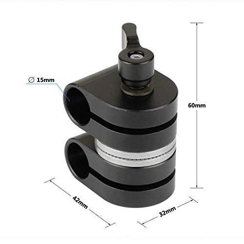 CAMVATE Adjustable 15mm Dual Rod Adapter with Rosette - 2008 Black