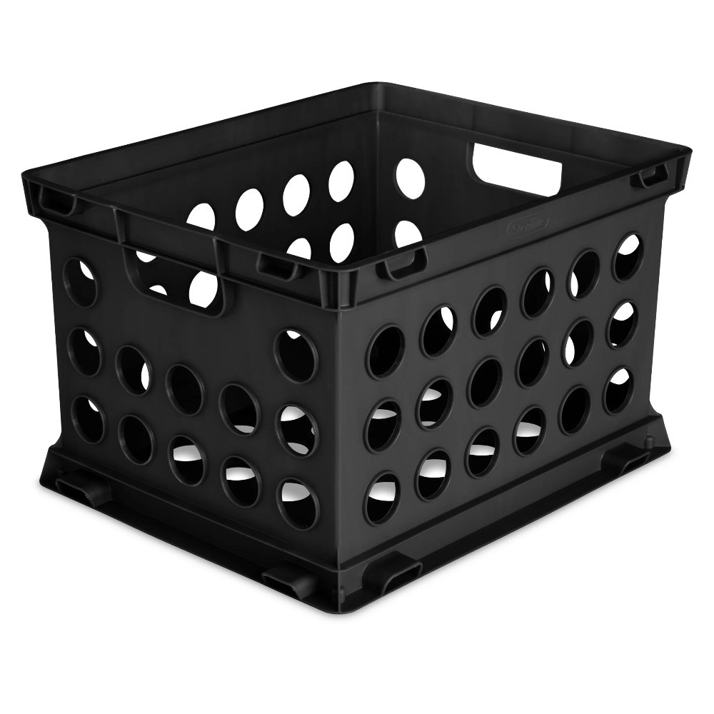 (6 pack) File Crate, Versatile Plastic Storage Bin with Through Handles