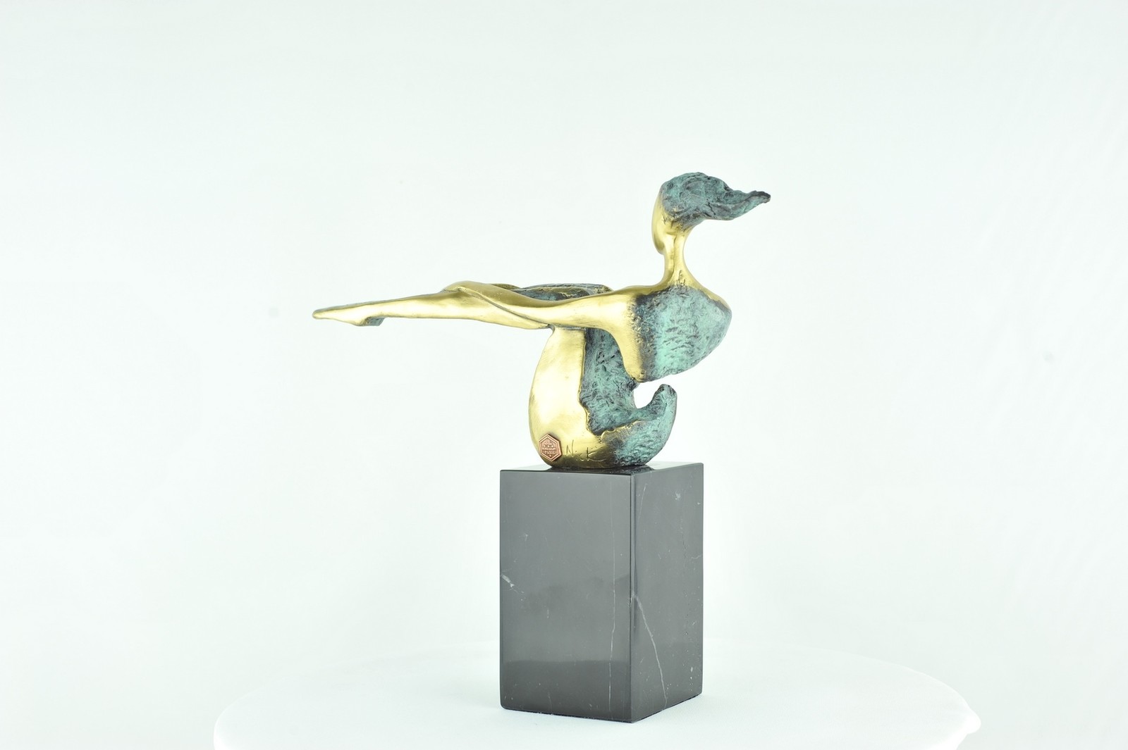 Modern Style Statue Sculpture Dancer Acrobat Art Deco Style Bronze Signed