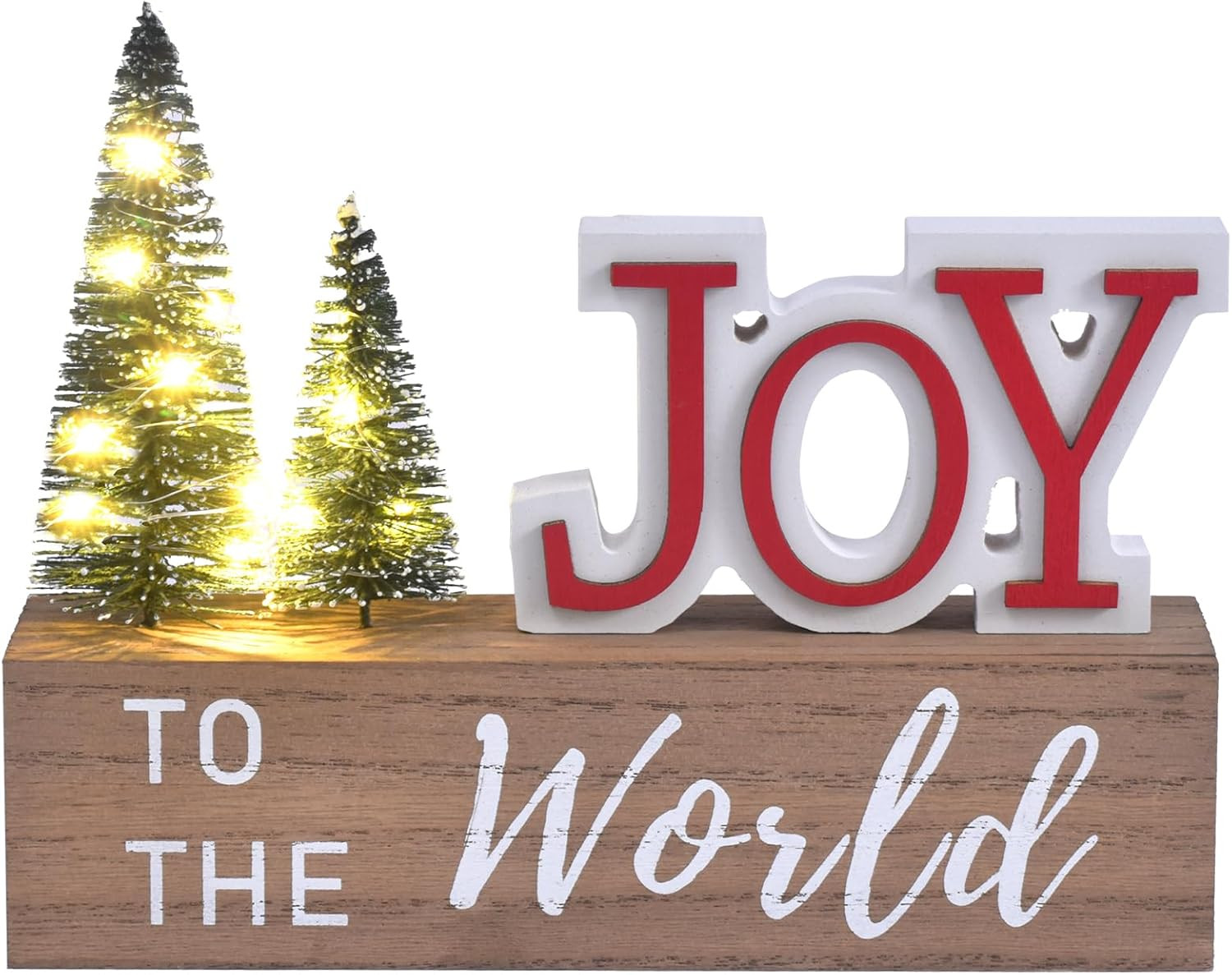 Christmas Decoration Joy to the world LED Trees Wooden Sign Indoor Tabletop Gift