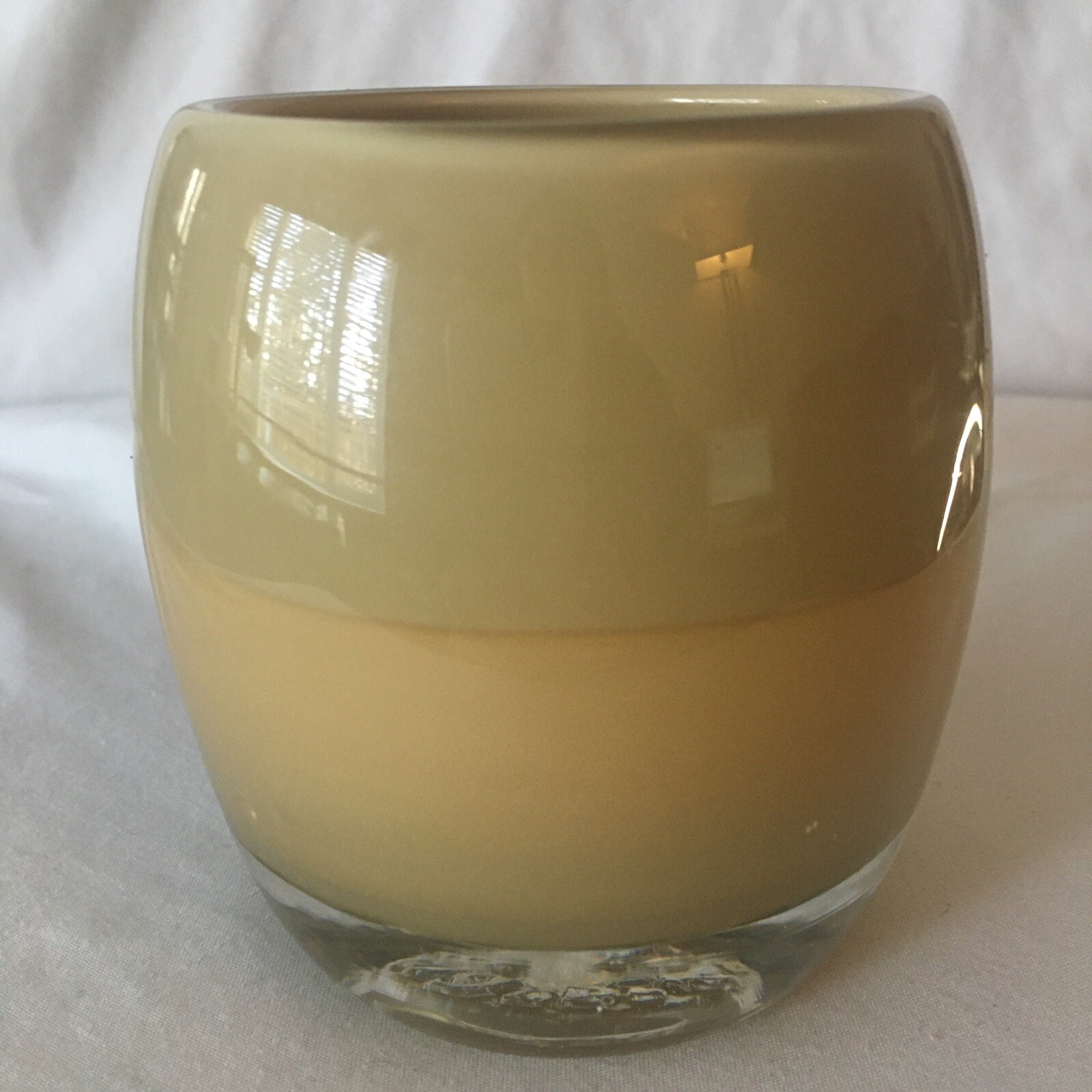 Glass.ful Votive Candle Holder Taupe Gold Solar Planet Glassy Style HTF Rare