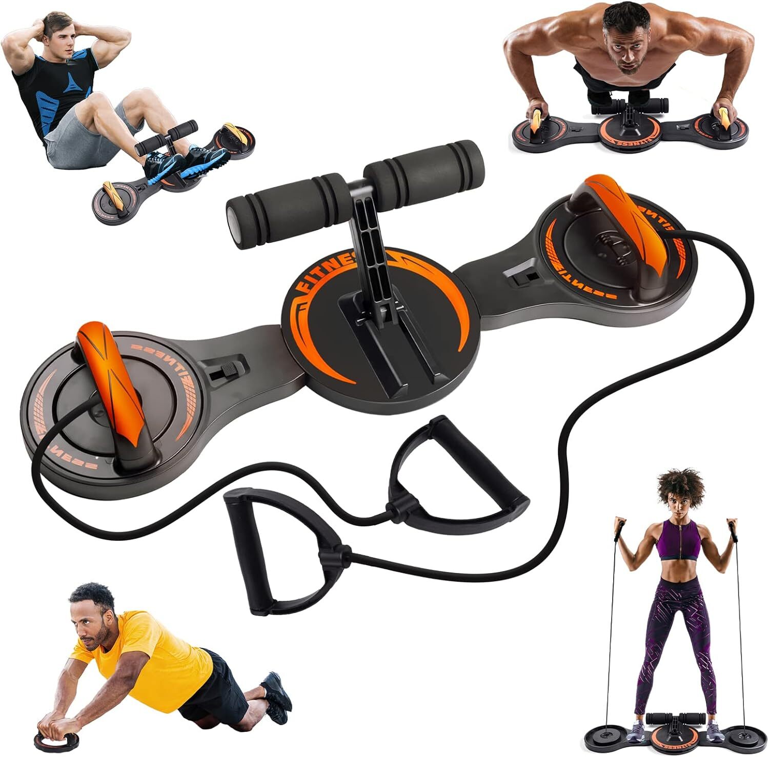 GEEZO Upgraded Push Up Board， Multi-Functional 2 in 1 Push Up Bar with Resistanc
