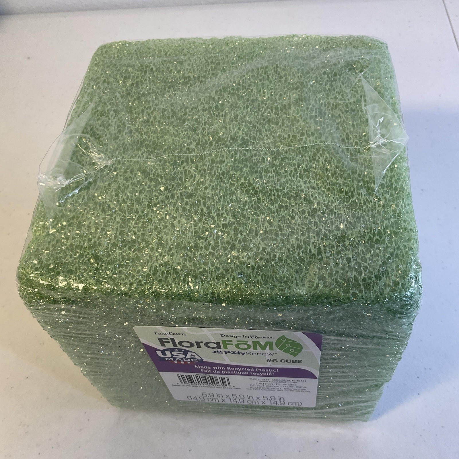 FLORAFOM #6 Green Craft Foam Square. 6” Cube. NEW.