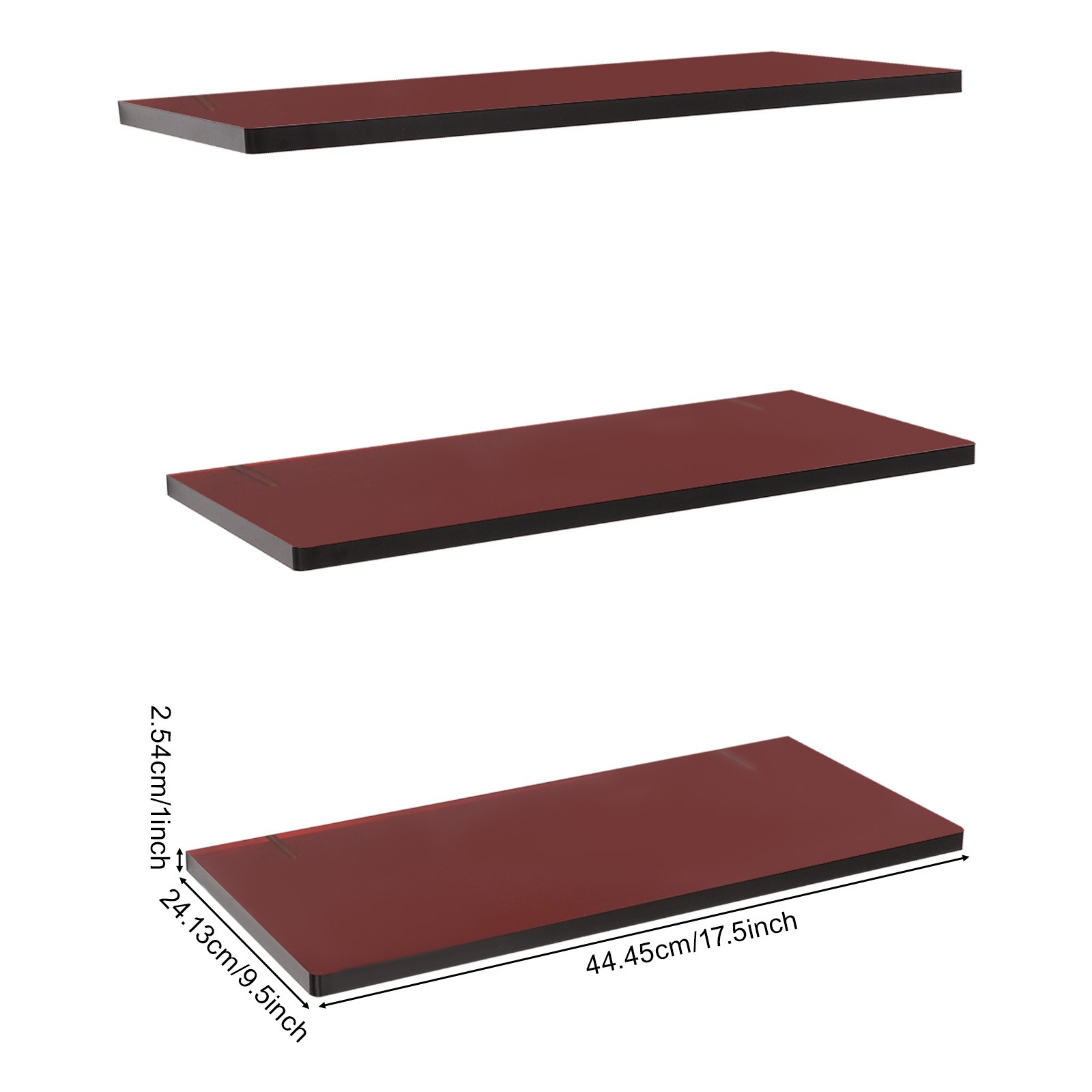 3pcs Brown Acrylic Floating Shelves Wall Mounted Shelf Floating Shelf Organizer