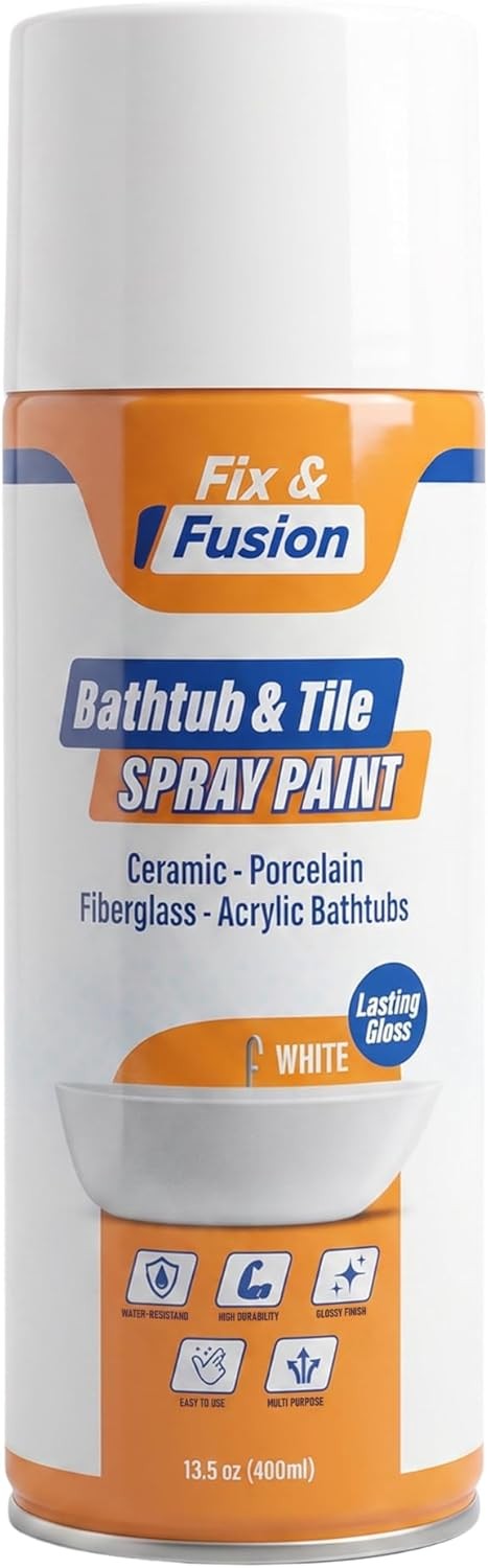 Bathtub Tile Spray Paint White Porcelain Ceramic Aerosol Refinishing 13.5 Oz