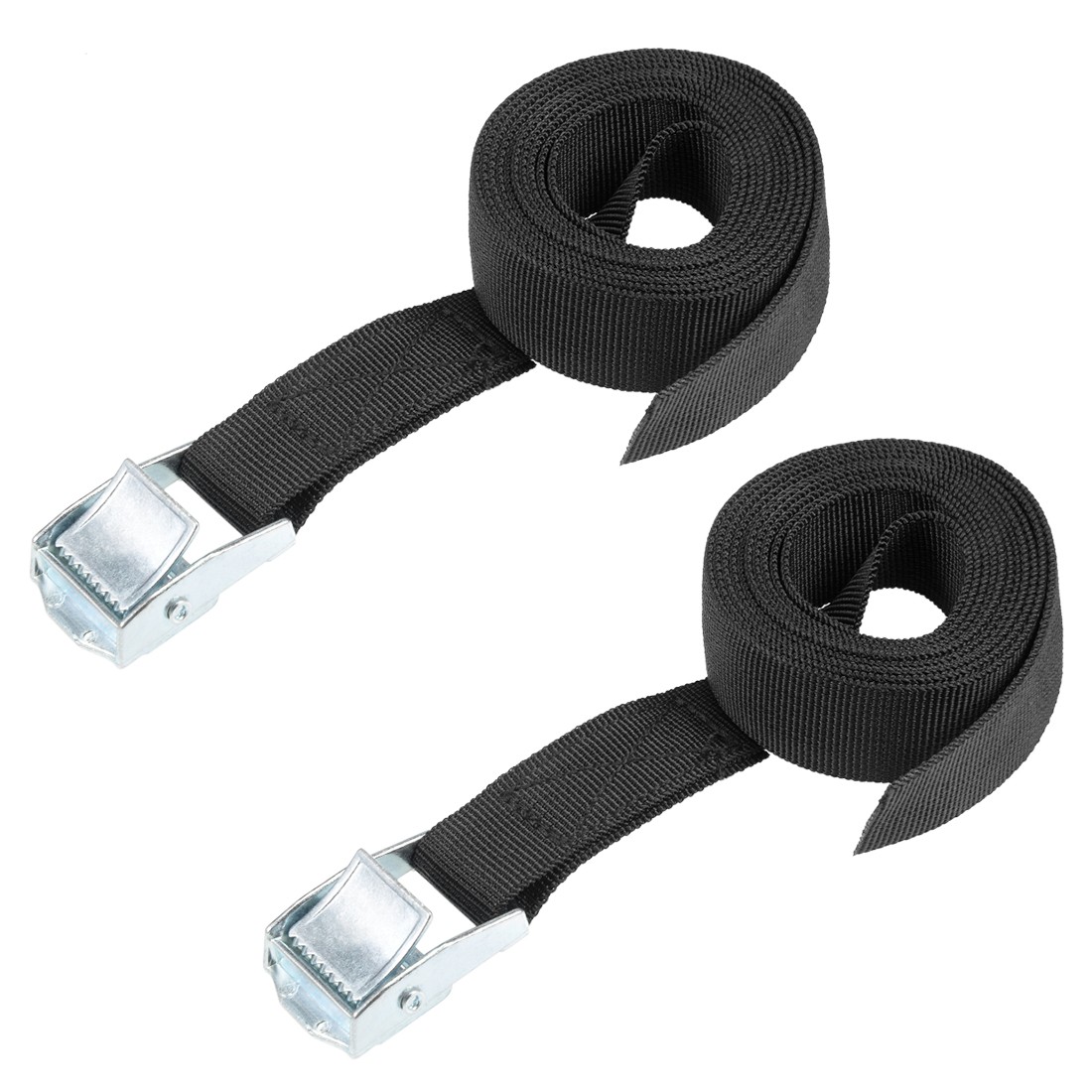 2Mx25mm Lashing Strap Cargo Tie Down Cam Lock Buckle Up to 80Kg, Black, 2Pcs