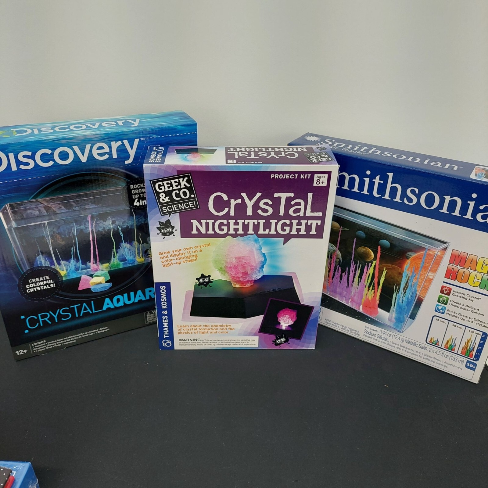NEW 3pc Discovery Grow Colorful Crystals Aquarium Smithsonian Magic Nightlight