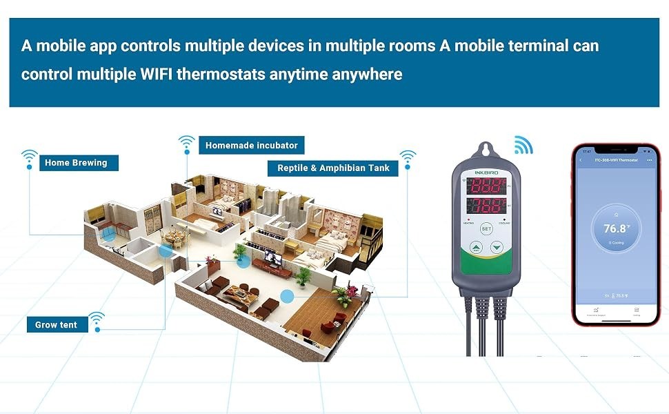 Inkbird WiFi ITC-308 Digital Temperature Controller Thermostat Remote - New