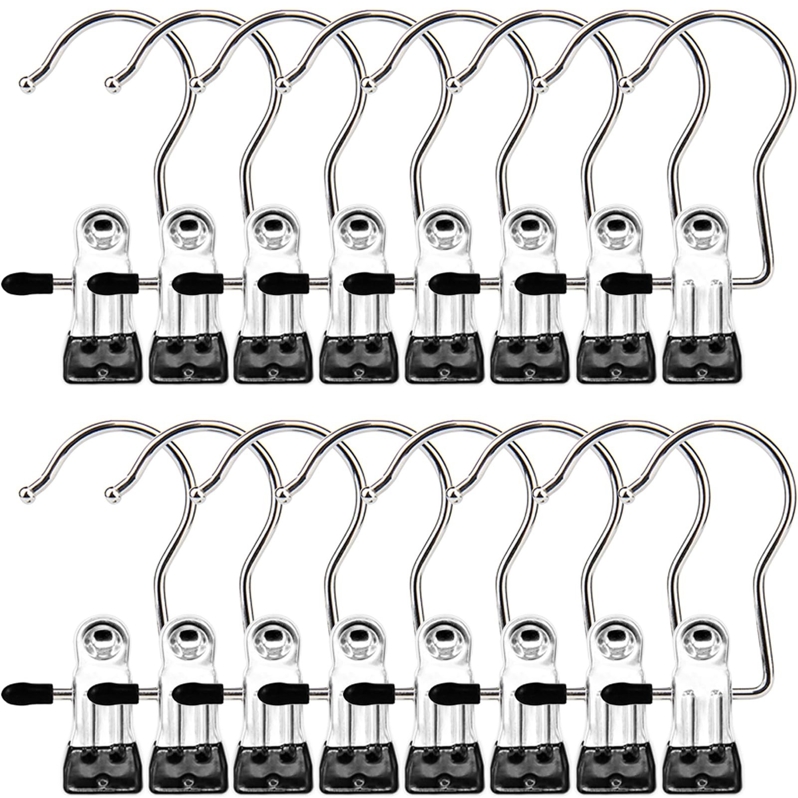 Boot Hangers Clips, 16 Pack Laundry Hooks Hanging Clips 16 PACK, Black