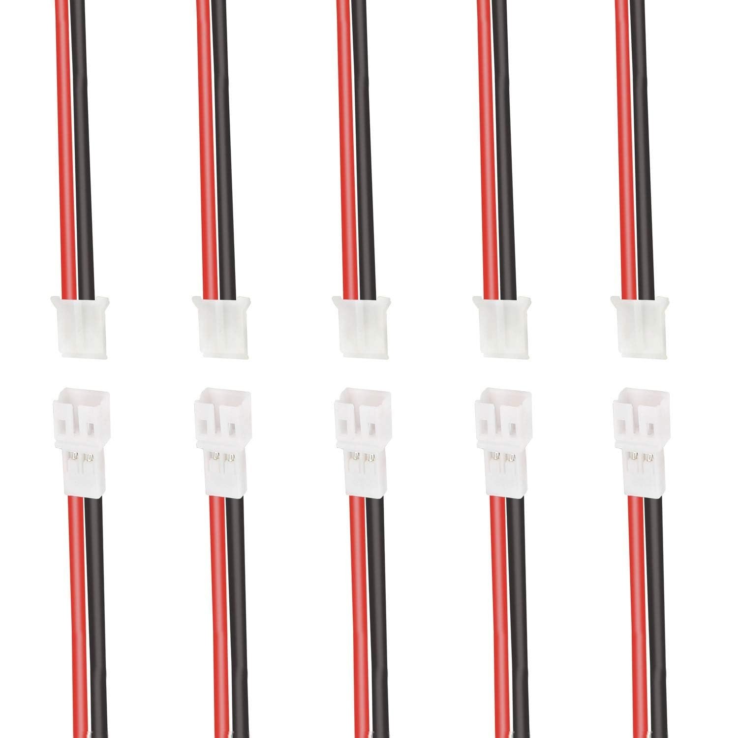 15Pairs JST-PH 2.0 2 Pin Male and Female Connector Plug with Soft Silicone Wi...