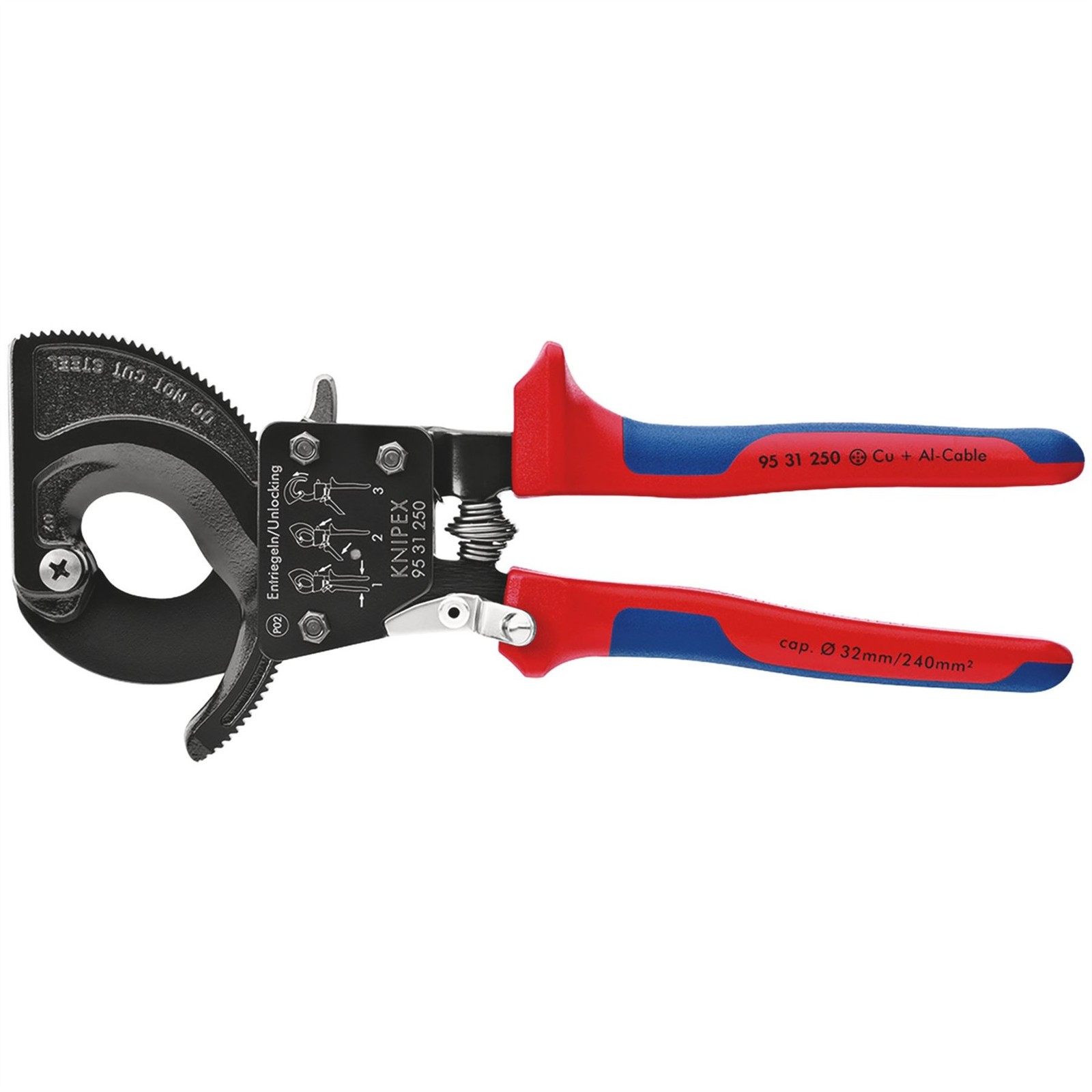 Knipex 18555 95 31 250 Ratchet Action Cable Cutter 250mm