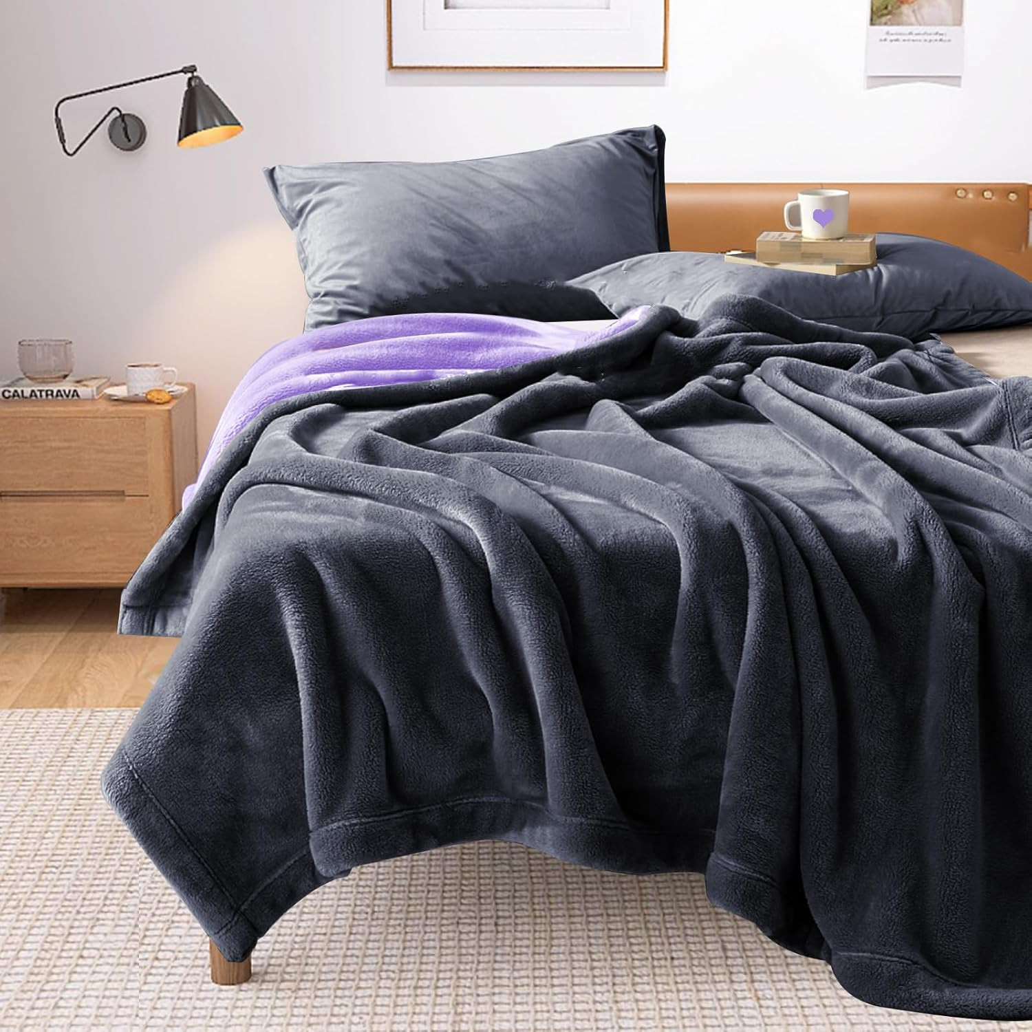 Waterproof Reversible Blanket for Bed King Size 90"X80" Stain Proof Leakproof